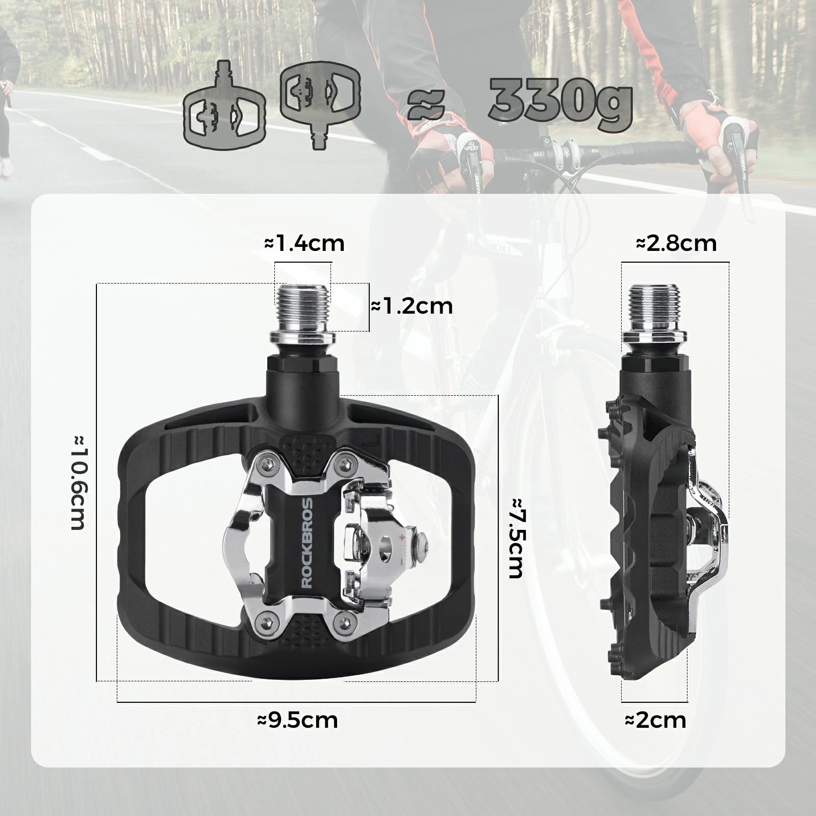 ROCKBROS bicycle pedals dual function SPD & flat pedals