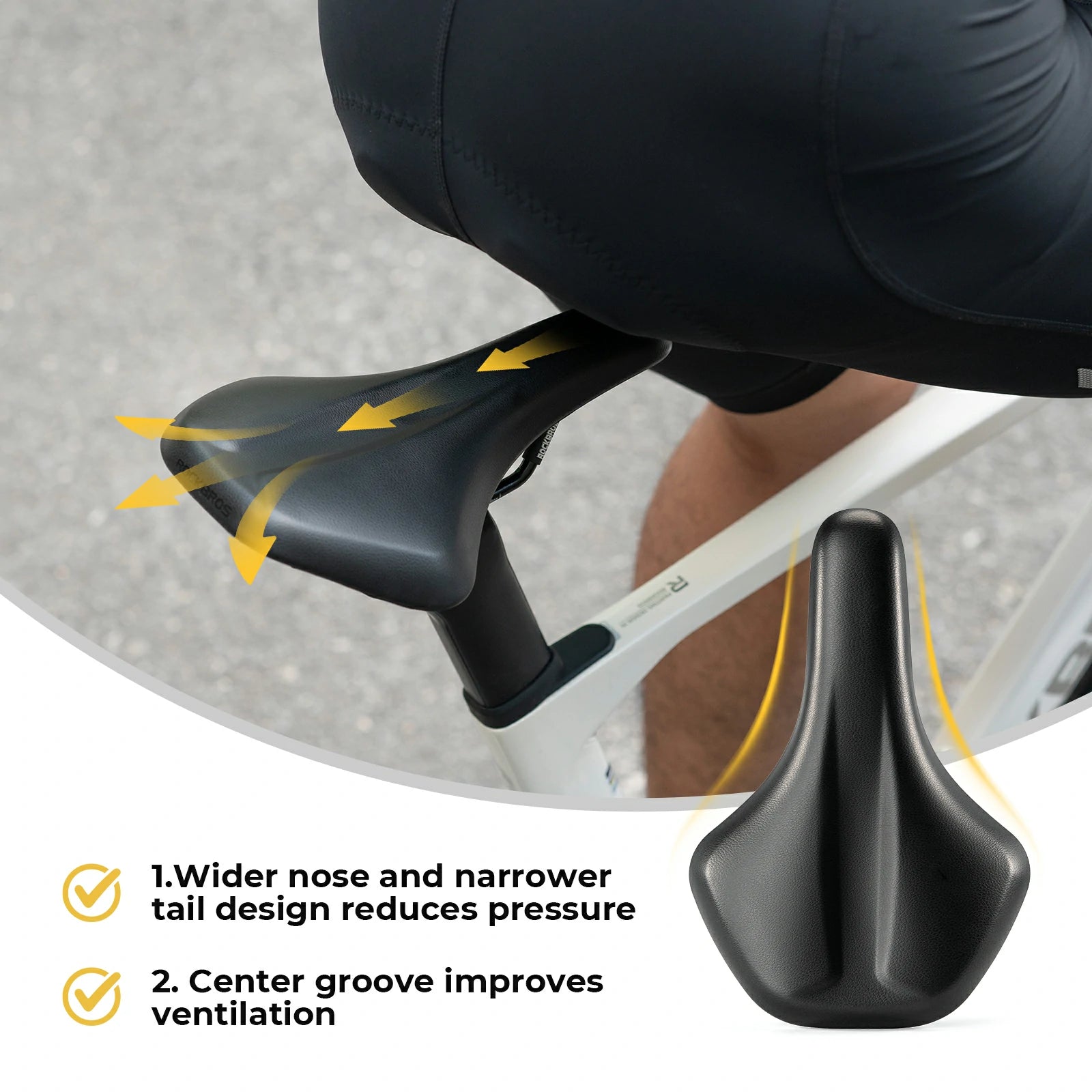 ROCKBROS bicycle saddle black pu leather shock-absorbing