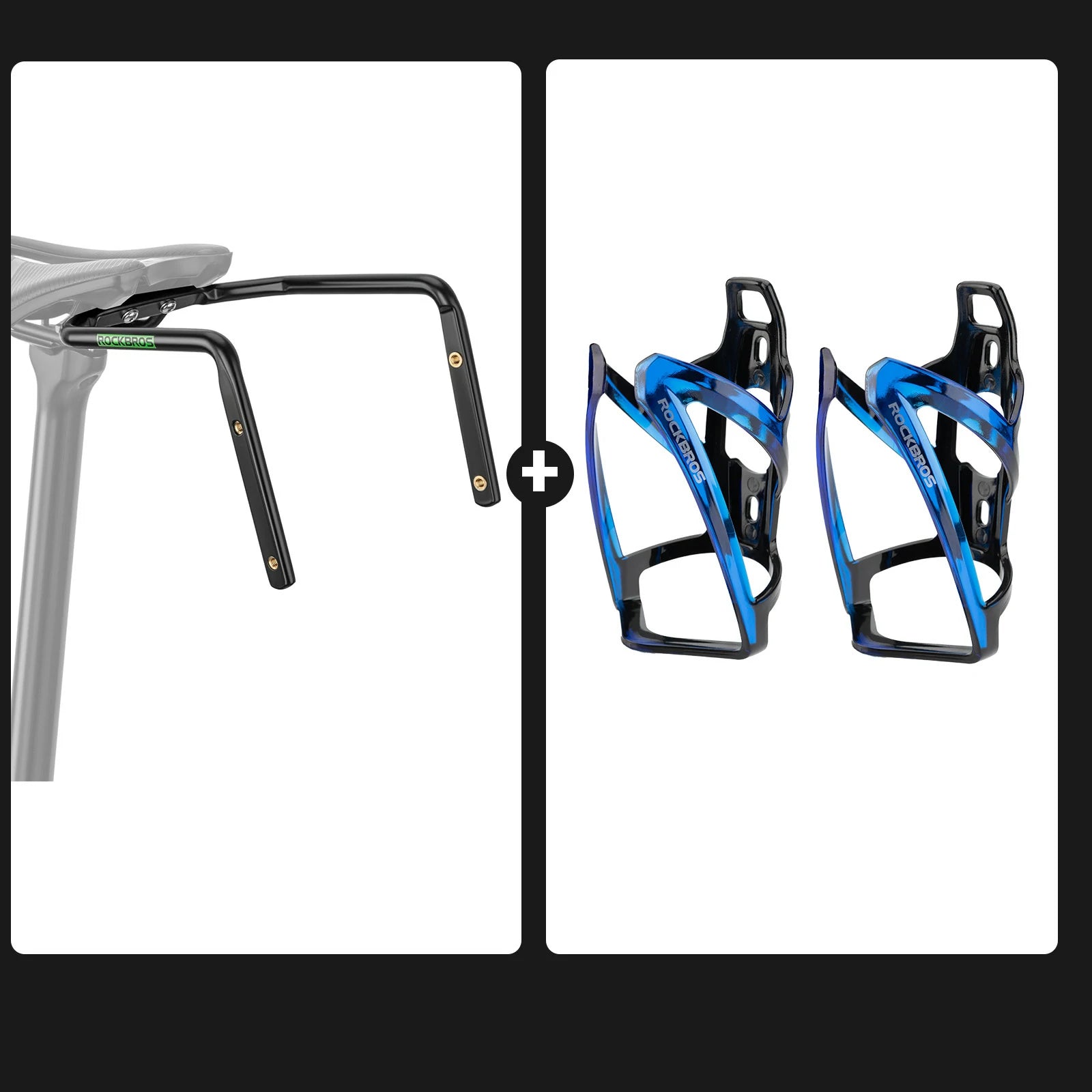 Bike Bottle Cage Set with Mount Bracket for Extra Hydration#Color_Black Blue