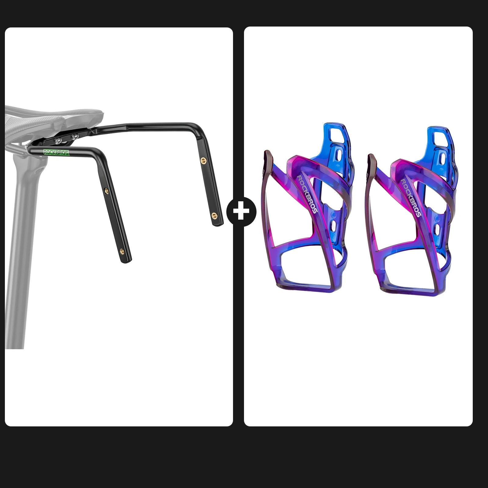 Bike Bottle Cage Set with Mount Bracket for Extra Hydration#Color_Blue Purple