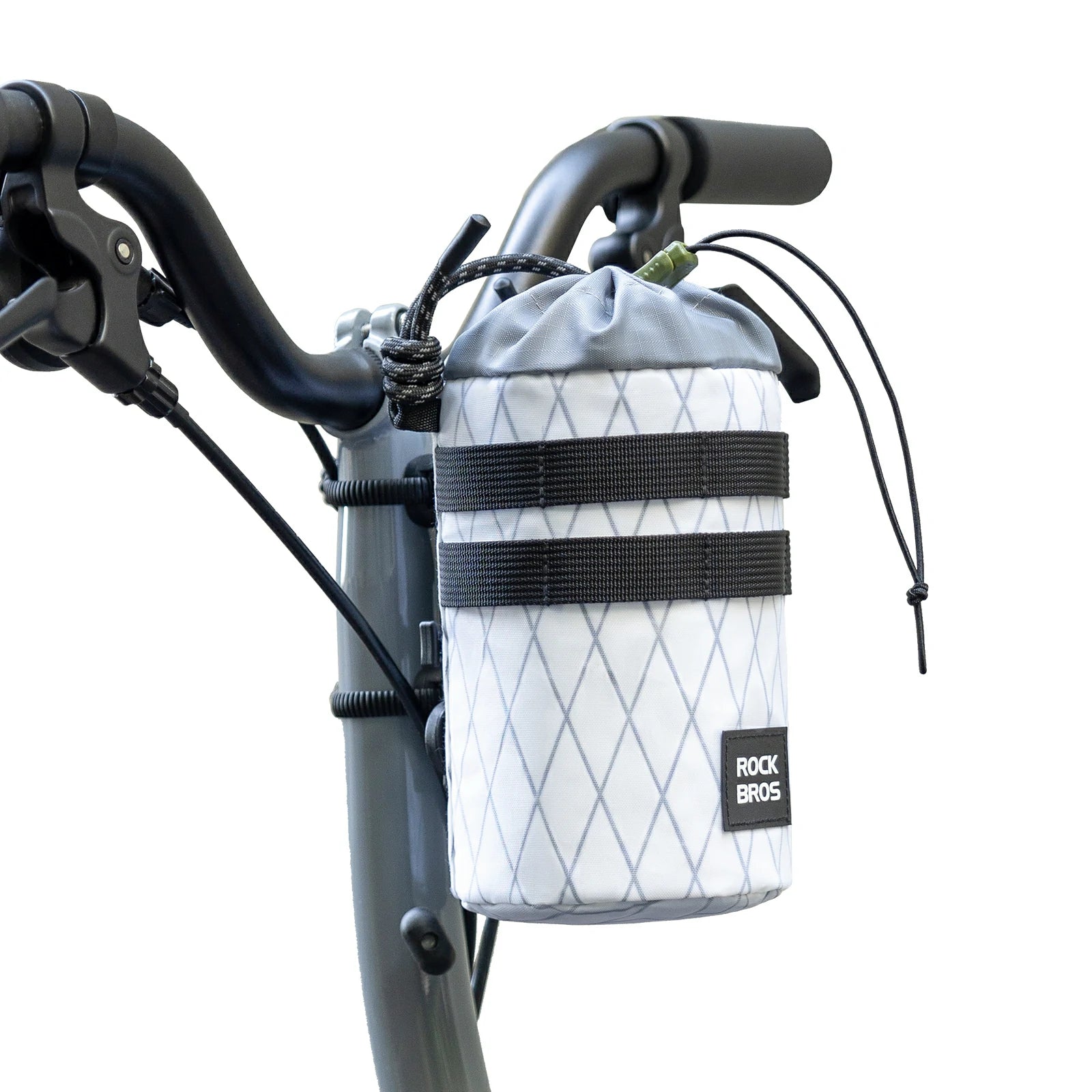 Lightweight white bike bottle bag for folding bike and scooter use#Color_White