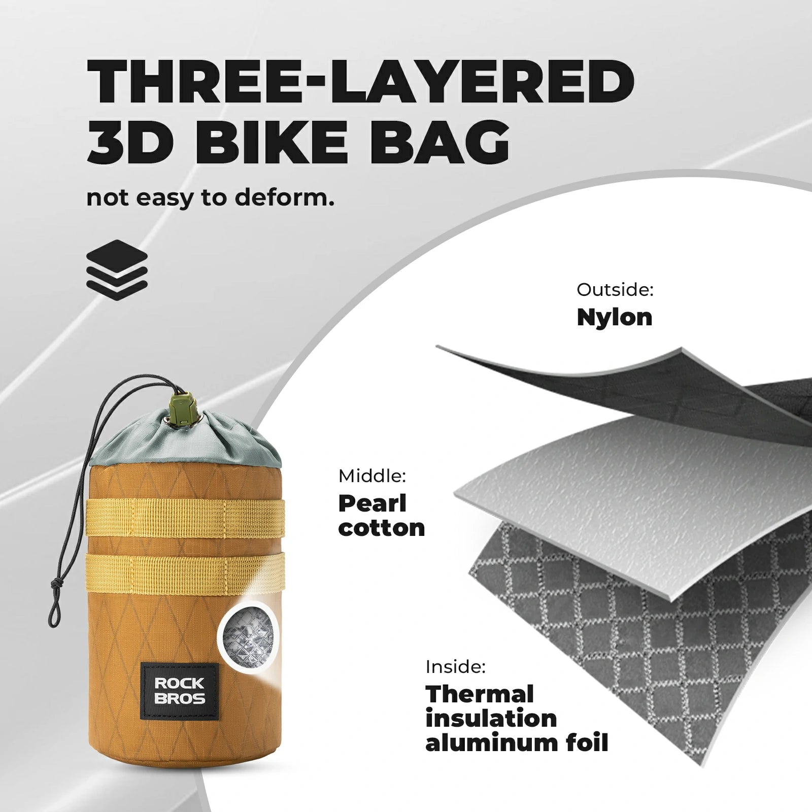 Lightweight bike bottle bag for folding bike and scooter use