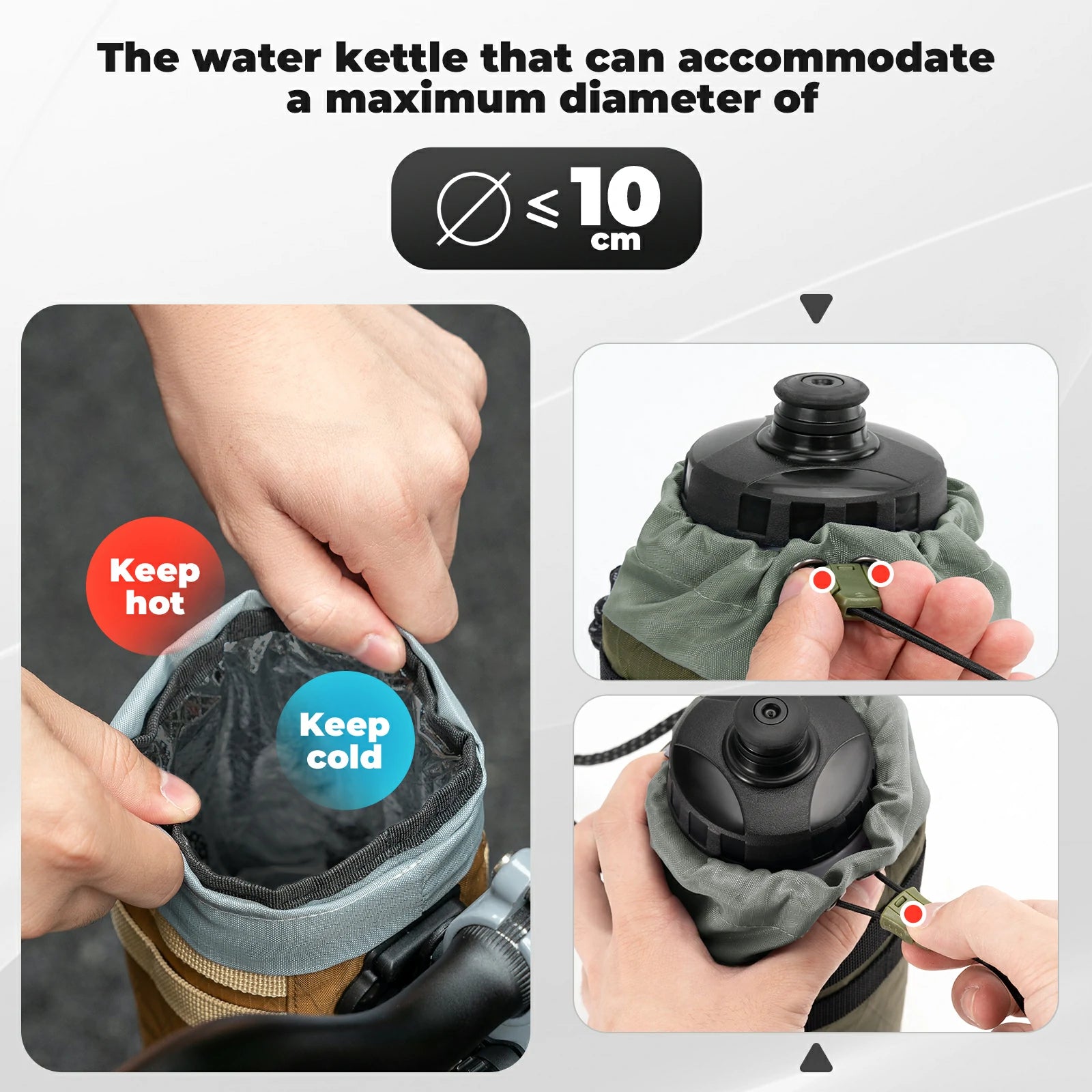 Lightweight bike bottle bag for folding bike and scooter use
