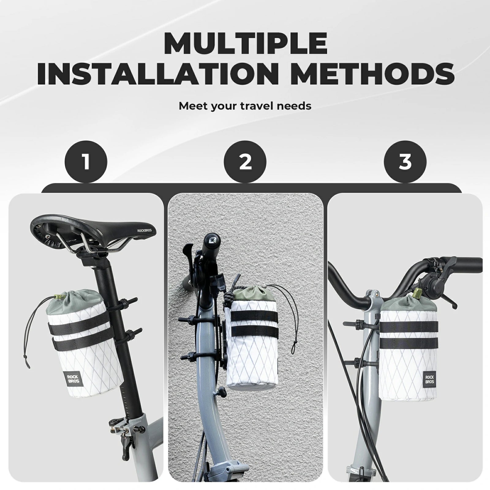 Lightweight bike bottle bag for folding bike and scooter use