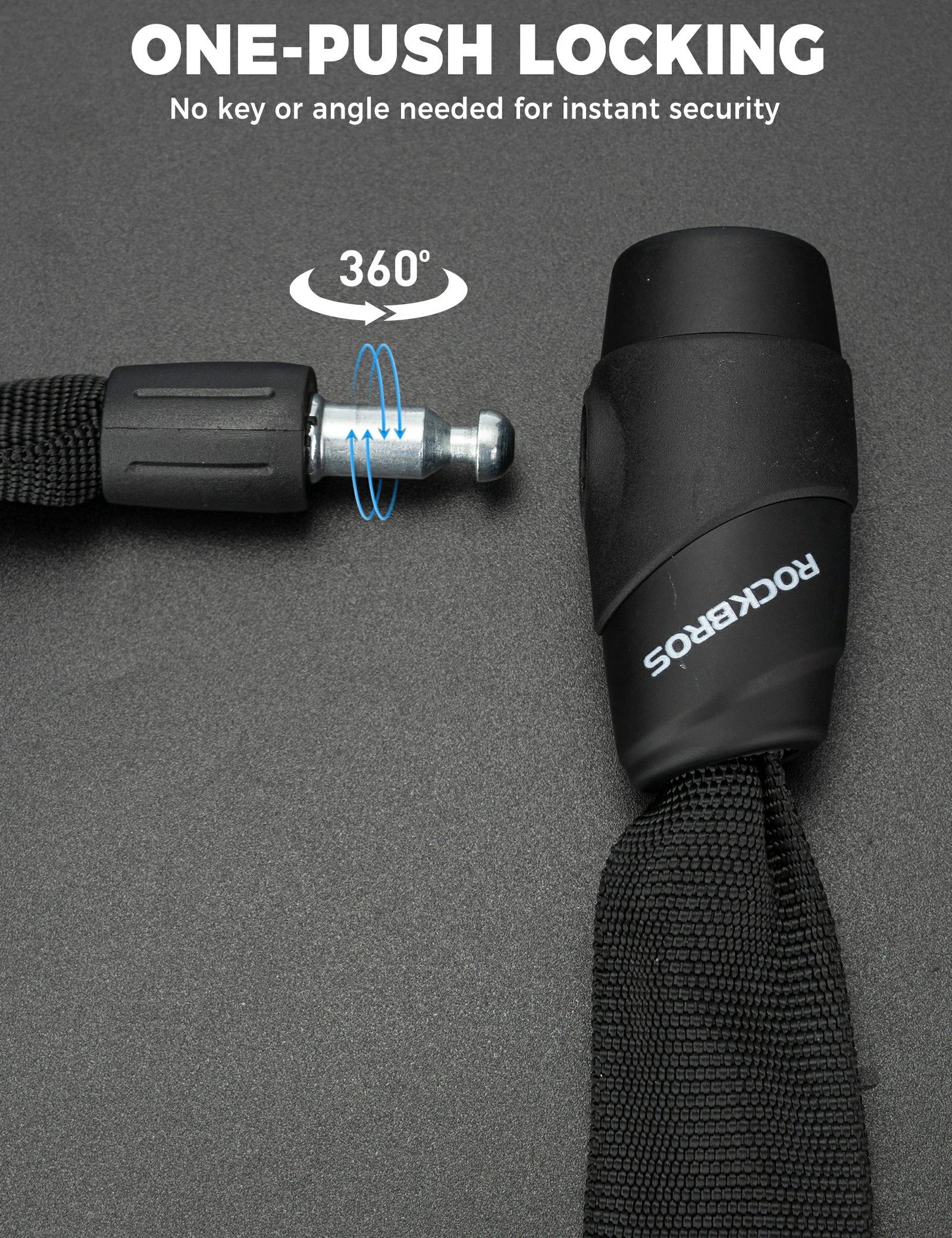 ROCKBROS bike chain lock 95cm heavy duty anti-theft with 2 keys
#Color_Black