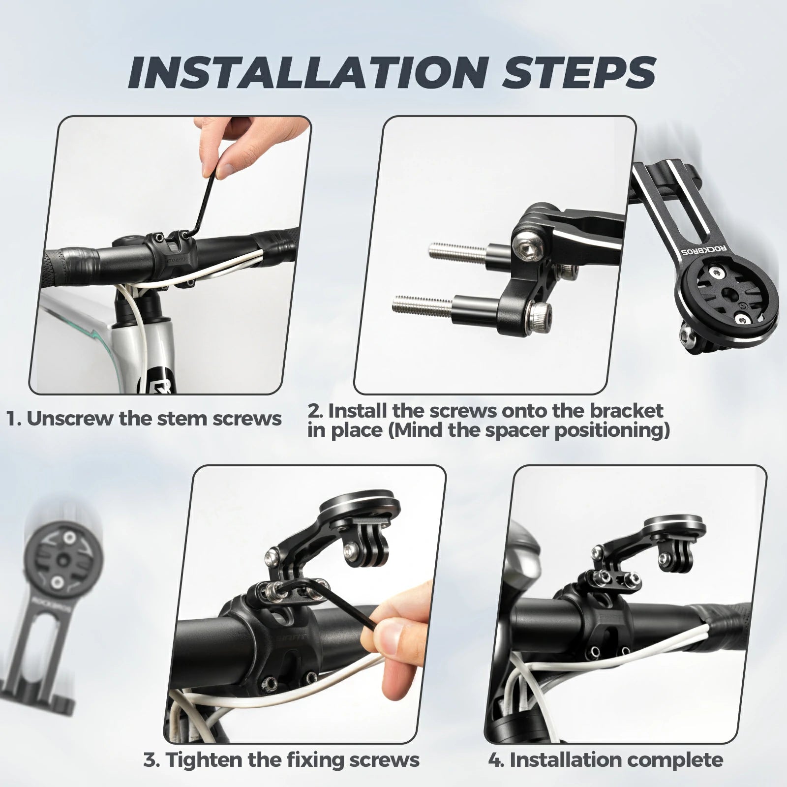 Bike computer mount side view showing Garmin device attached