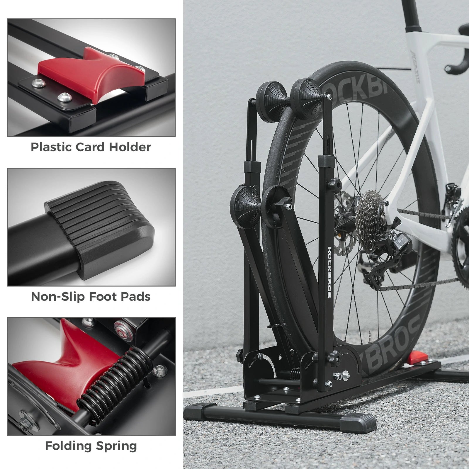 ROCKBROS bike floor stand foldable steel bicycle rack