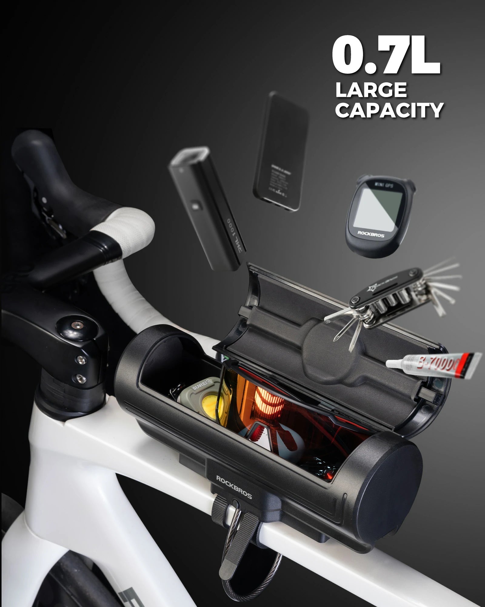ROCKBROS bike frame box lockable waterproof 0.7L