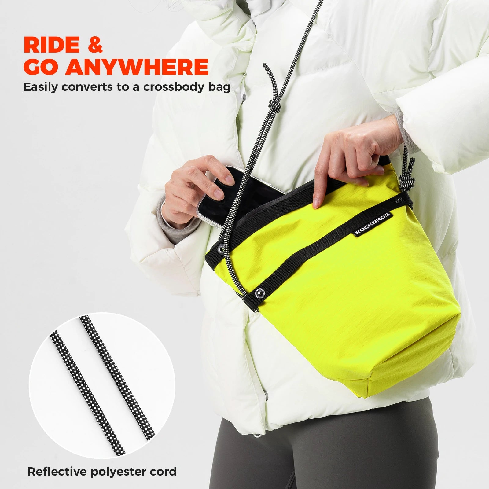 ROCKBROS bike handlebar bag ultralight 2-in-1 shoulder strap 3l
#Color_Yellow