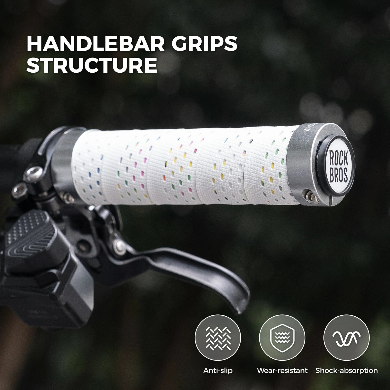 ROCKBROS bike handlebar grips double lock non-slip universal #Color_White
