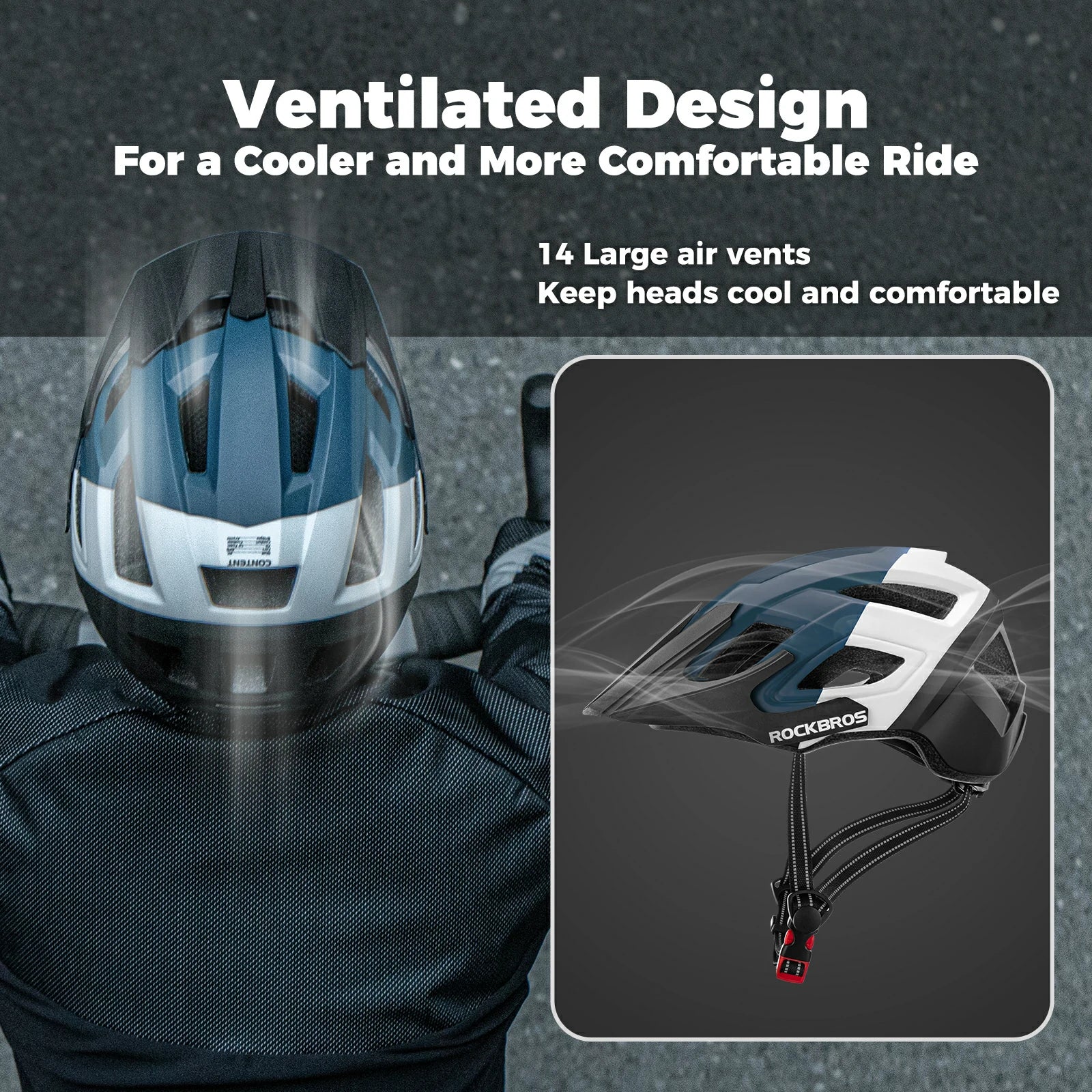 Adult cycling helmet 58-62cm, detailed rear view with adjustable buckle