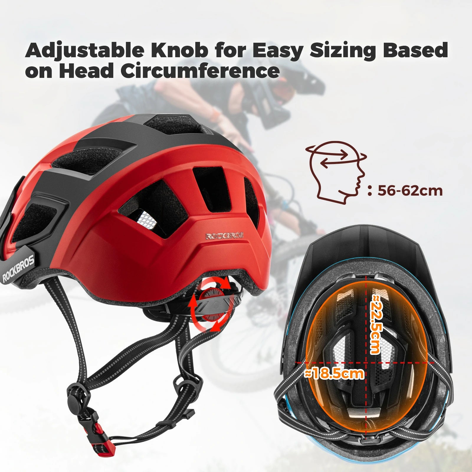 Adult cycling helmet 58-62cm, detailed rear view with adjustable buckle