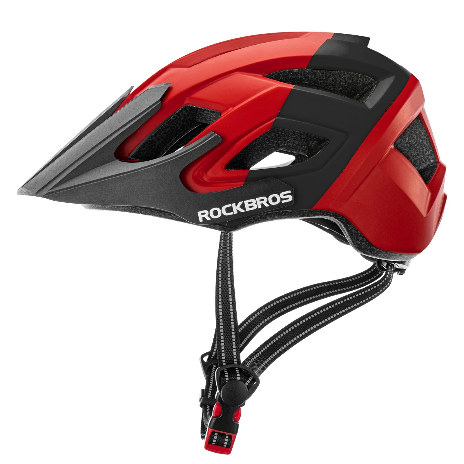 Adult bike helmet 58-62cm, safe lightweight cycling helmet for road and MTB#Color_Black Red
