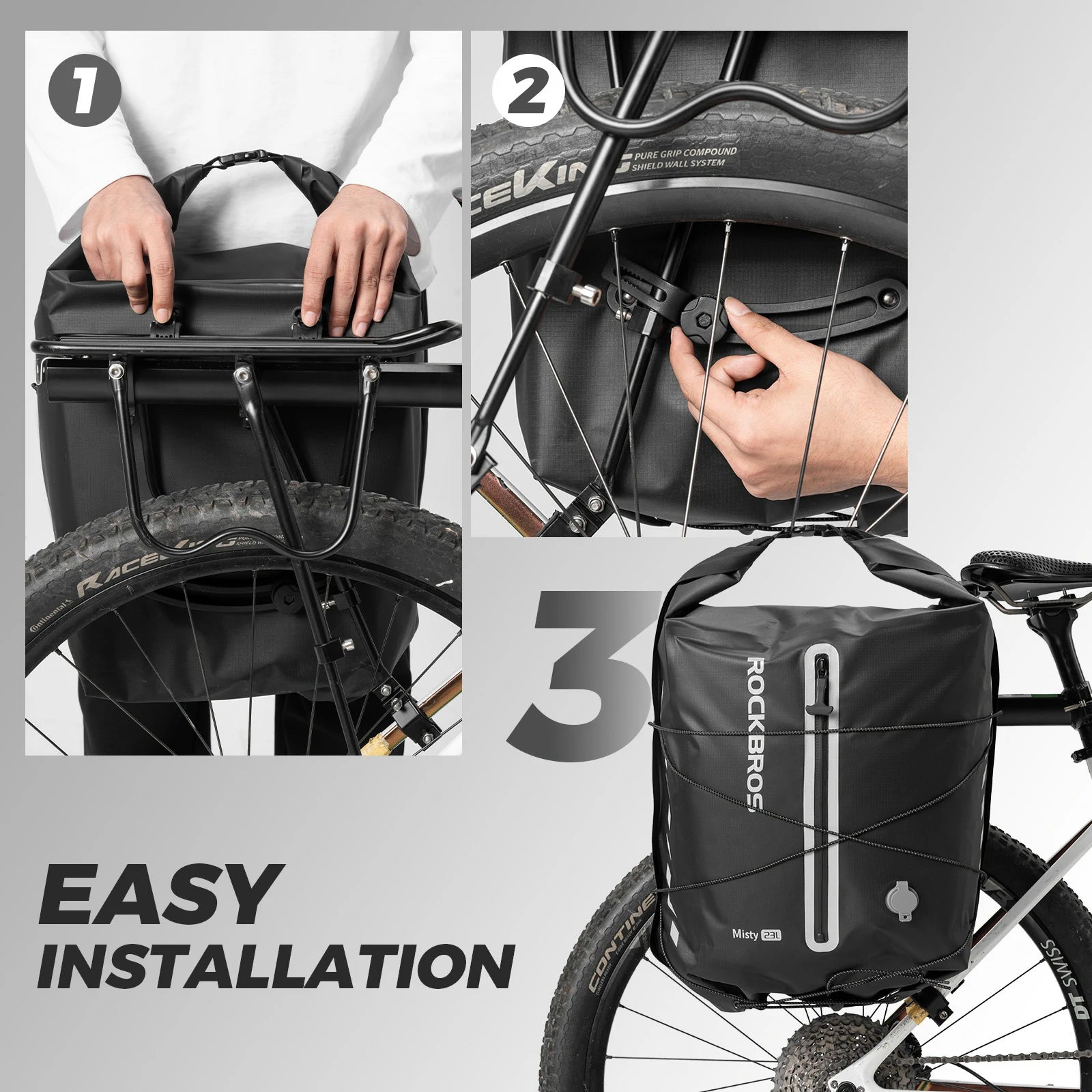 ROCKBROS bike pannier bag 100 waterproof vacuum compression 23l