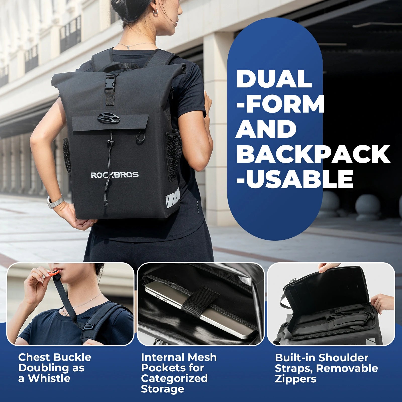 Waterproof bike pannier bag 13.5L-18L capacity, durable and versatile for cycling