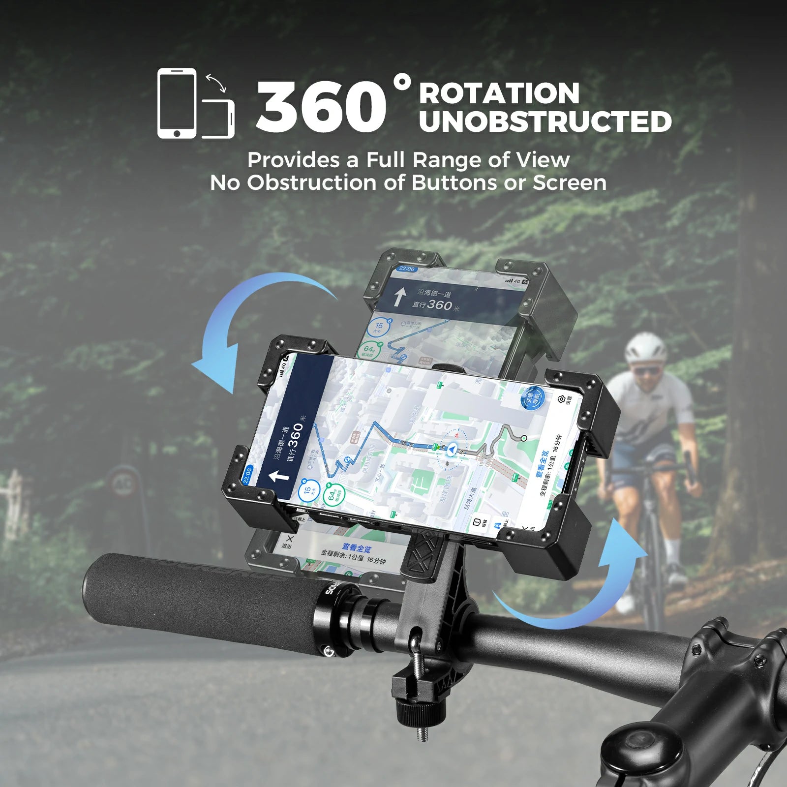 360 degree rotating bike phone holder for iPhone or smartphone