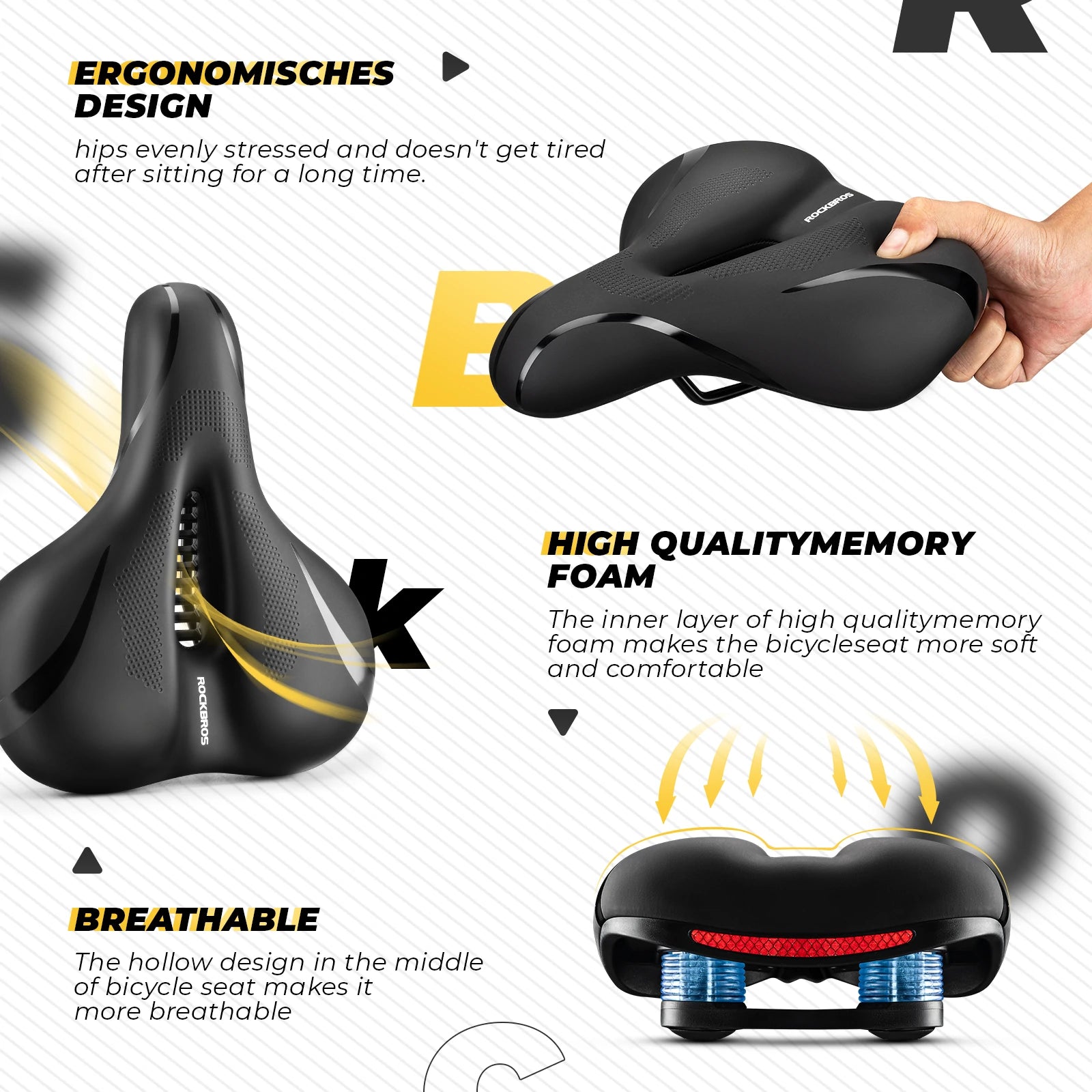 ROCKBROS bike seat cushion comfortable mountain bike saddle