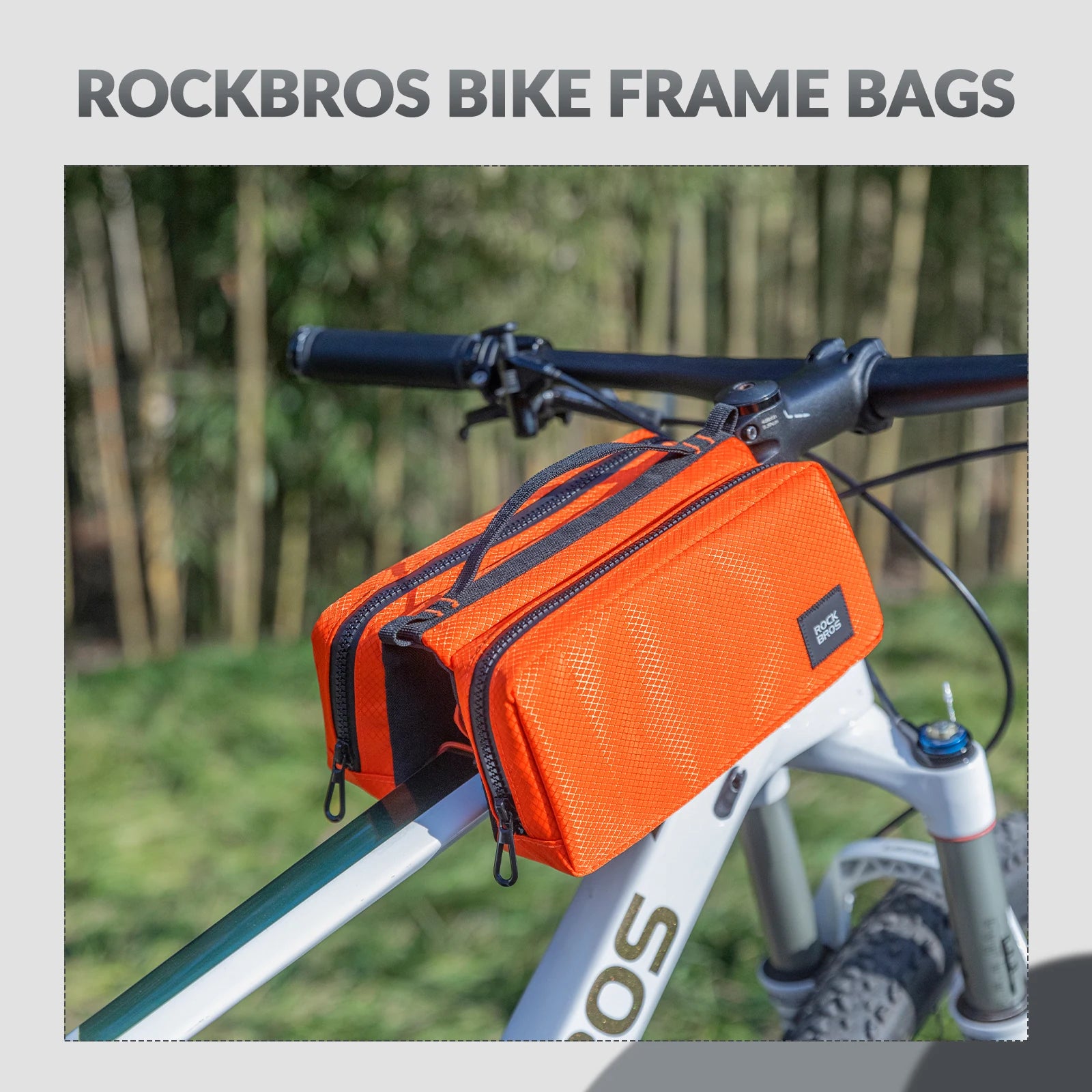 Bike Top Tube Bag with Dual Side Pockets and Shoulder Strap#Color_Orange