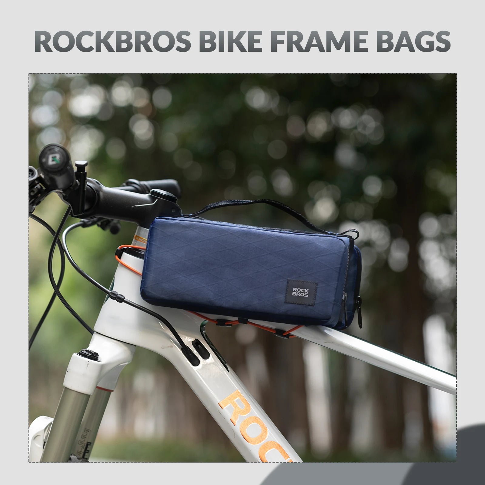 Bike Top Tube Bag with Dual Side Pockets and Shoulder Strap#Color_Navy