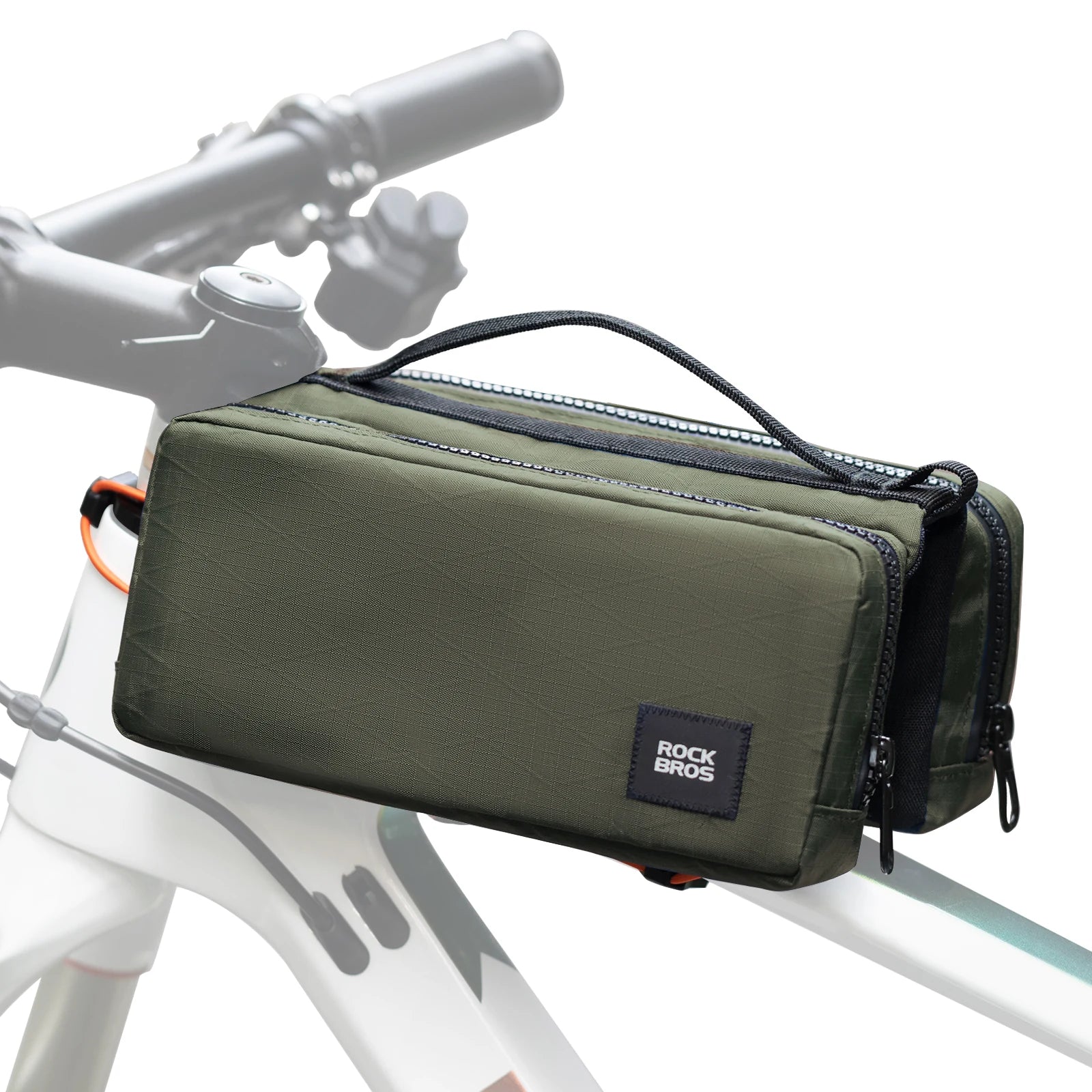 Bike Top Tube Bag with Dual Side Pockets and Shoulder Strap#Color_green