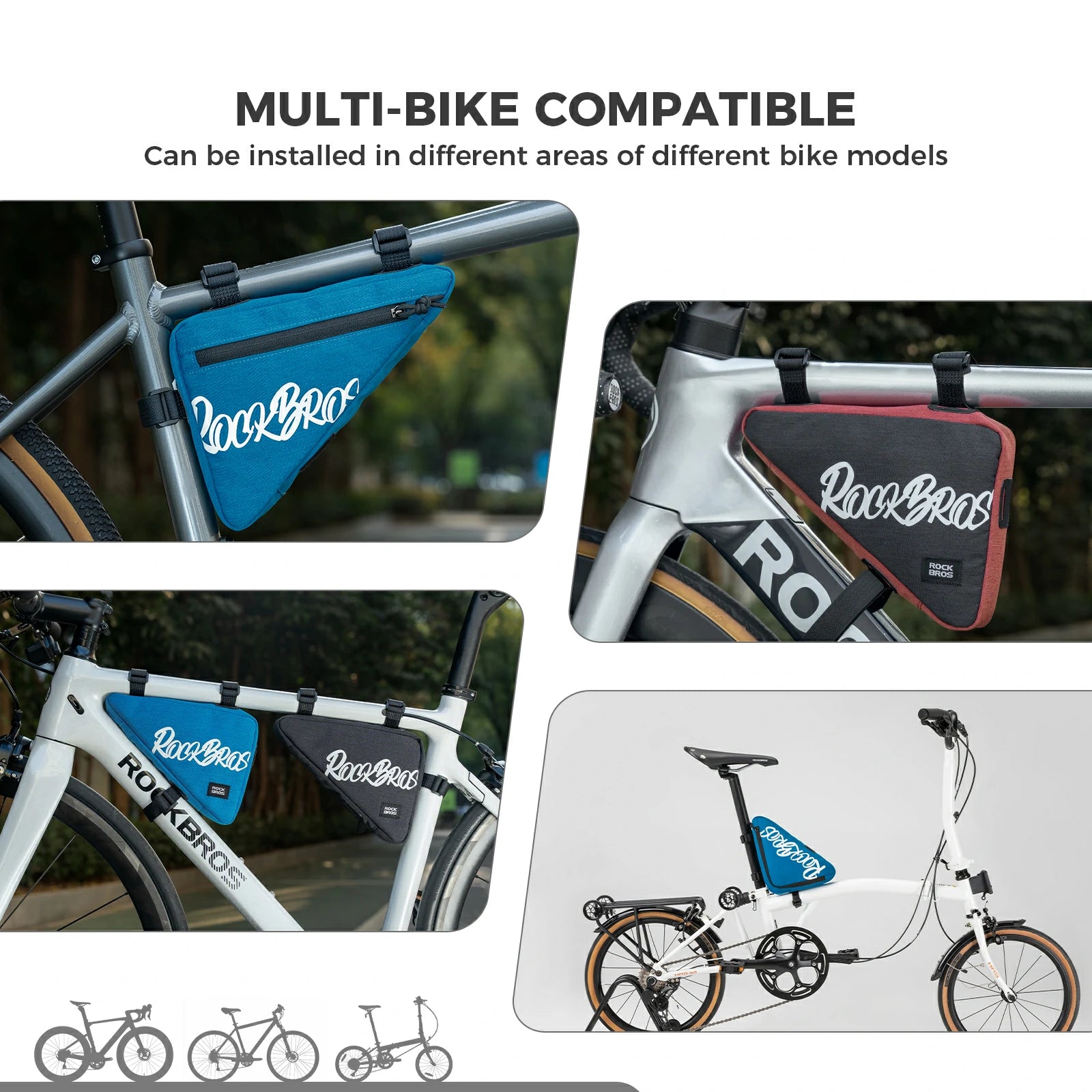 Black Bike Triangle Frame Bag Small Cycling Tool Essentials Storage 0.8L-1.4L