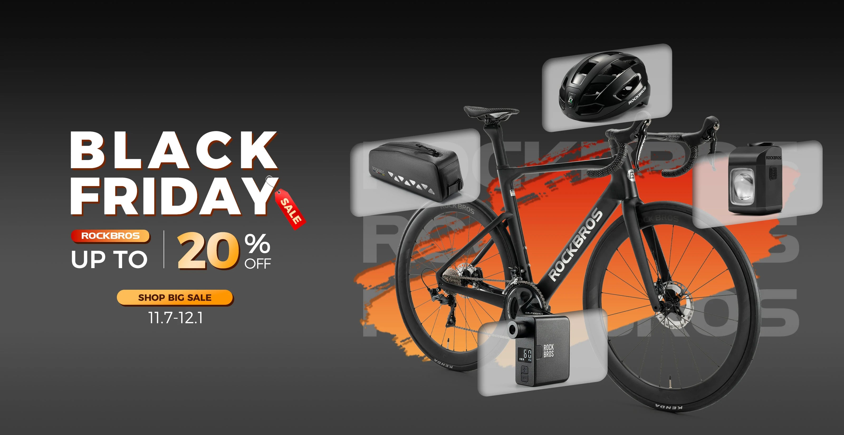 Black Friday homepage banner for desktop with sale promotion design