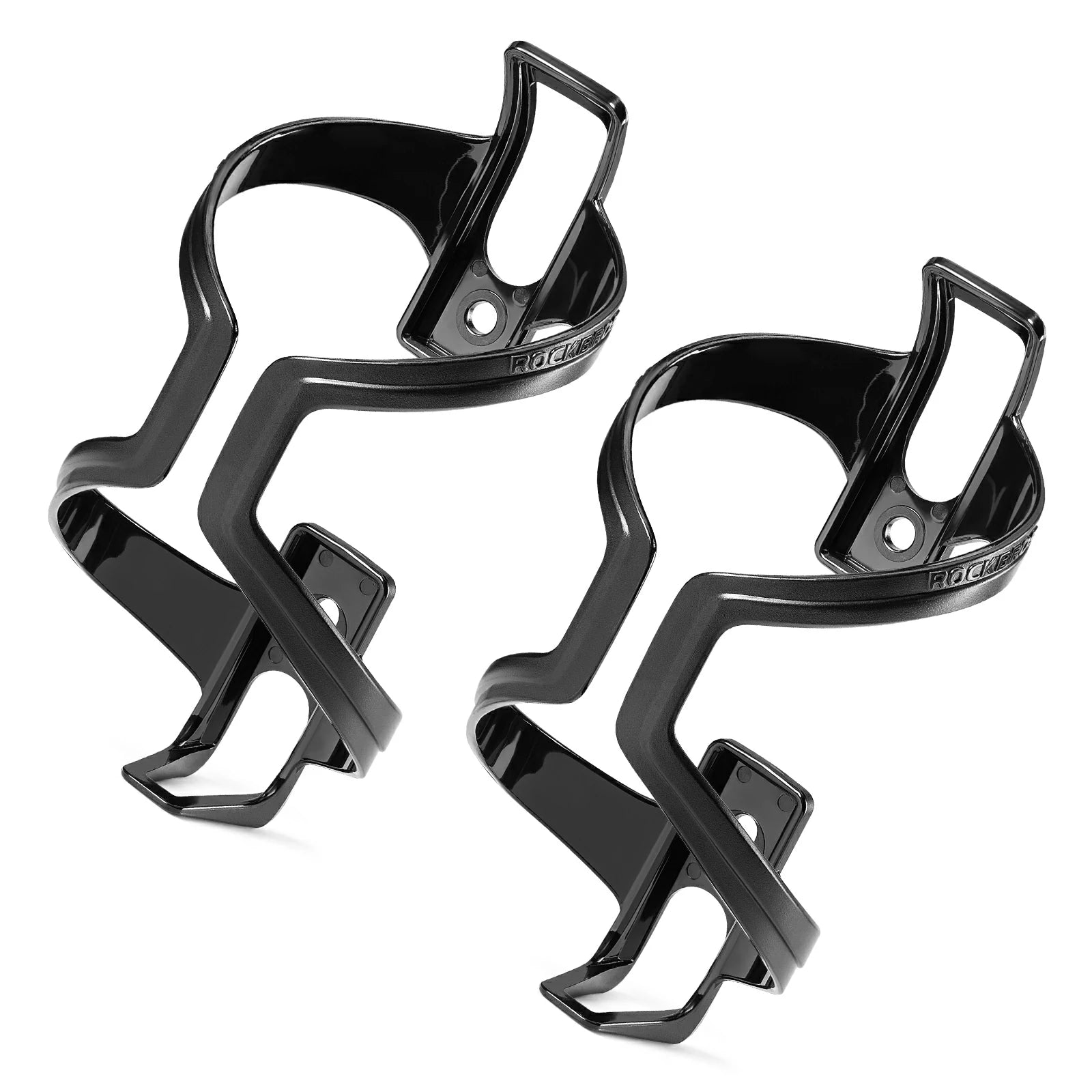 Black PC lightweight bike bottle cage 2 pack wide opening design#color_black