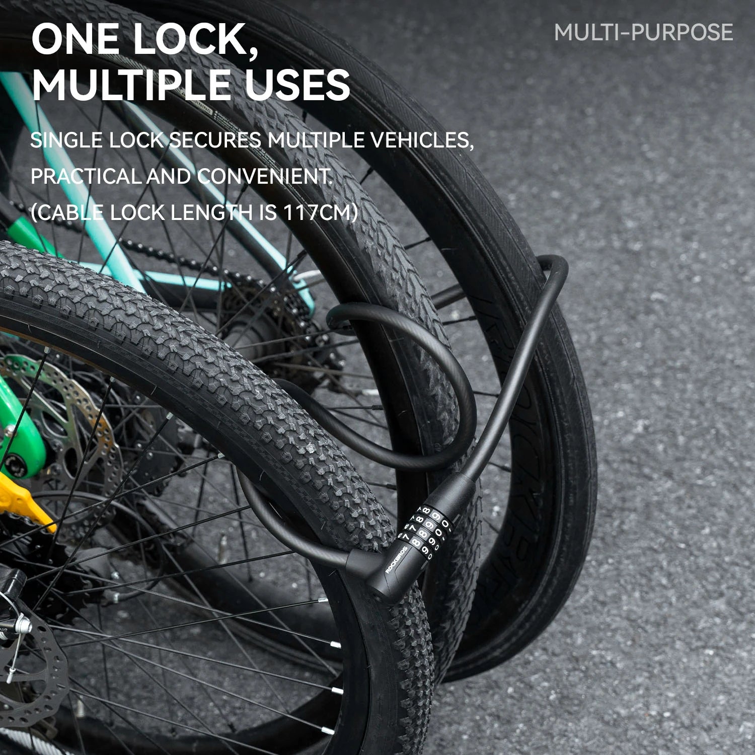 Combination Bike Cable Lock with Key Backup