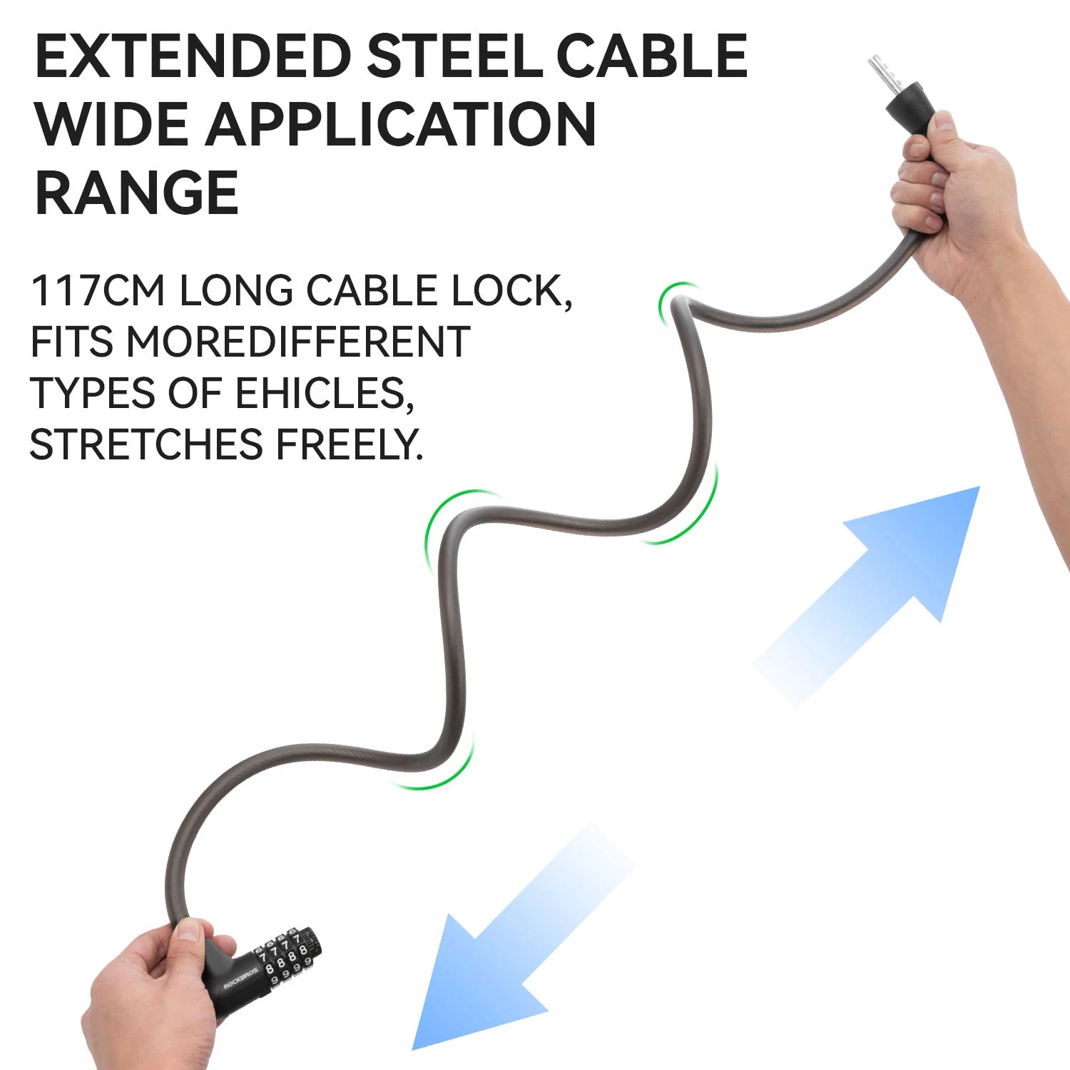 Combination Bike Cable Lock with Key Backup