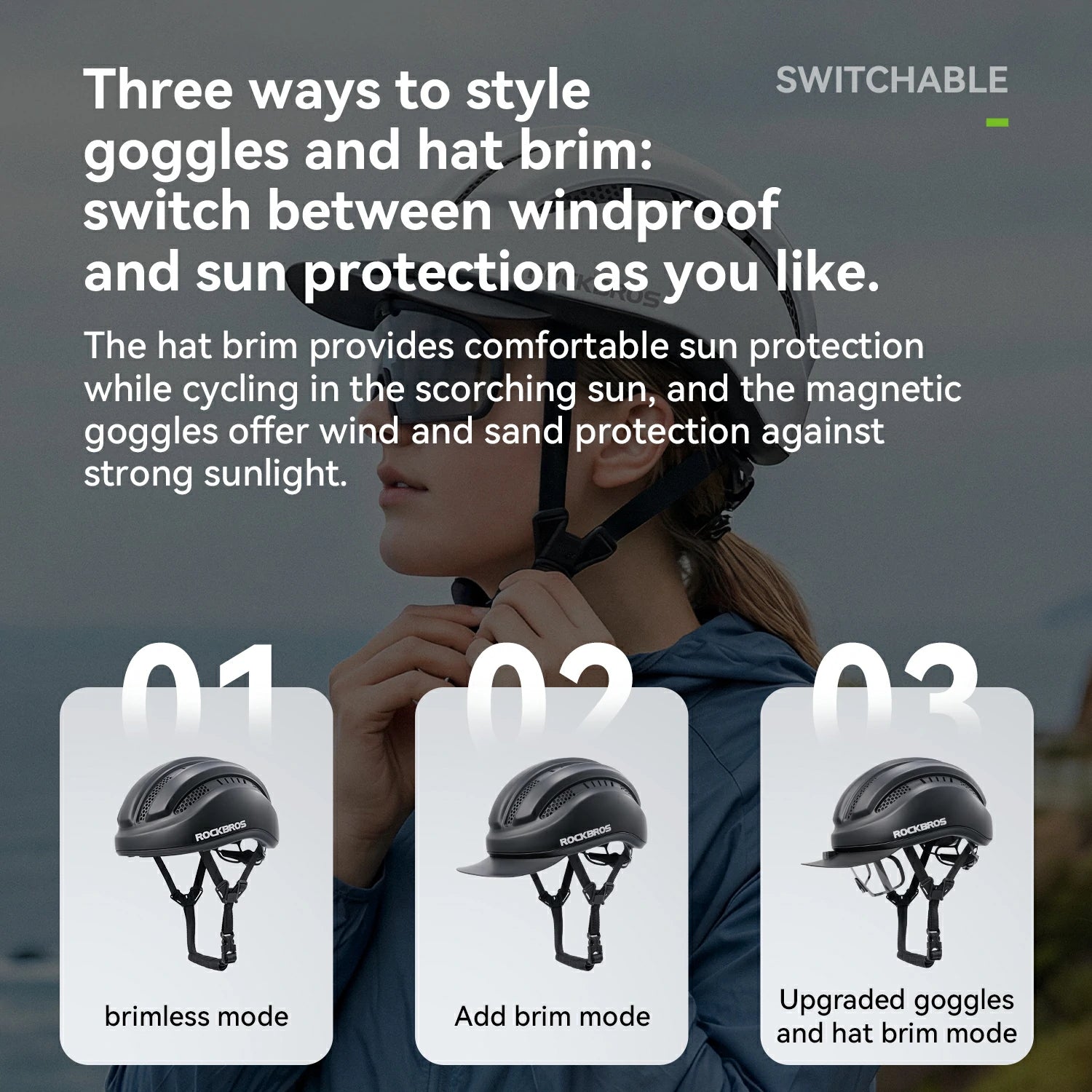 Lightweight Cycling Helmet with Magnetic Visor & Adjustable Fit