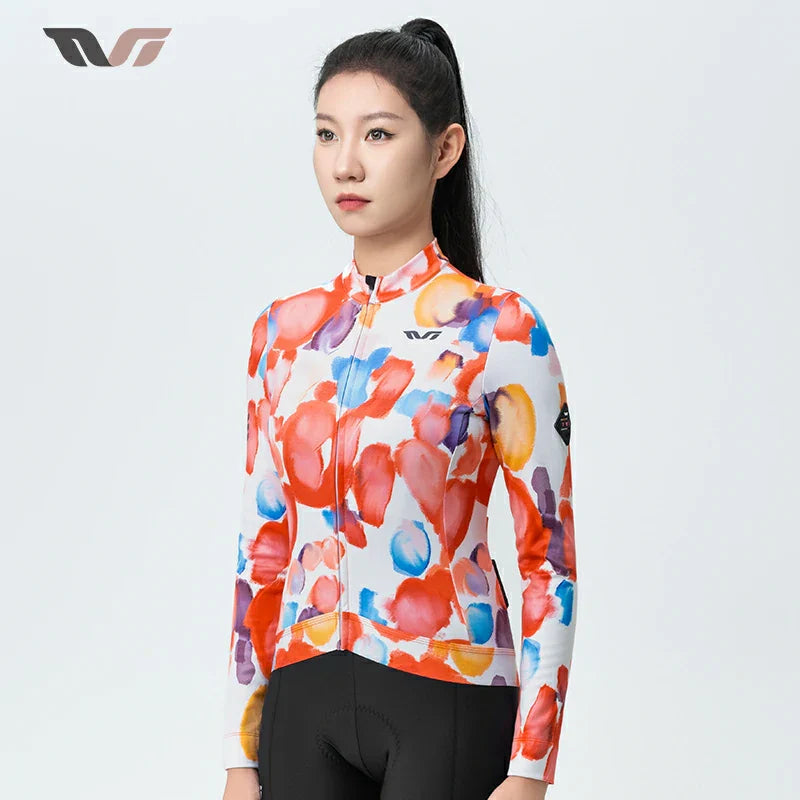 Women’s Long Sleeve Thermal Cycling Jersey – Fleece Lined for Cool Weather