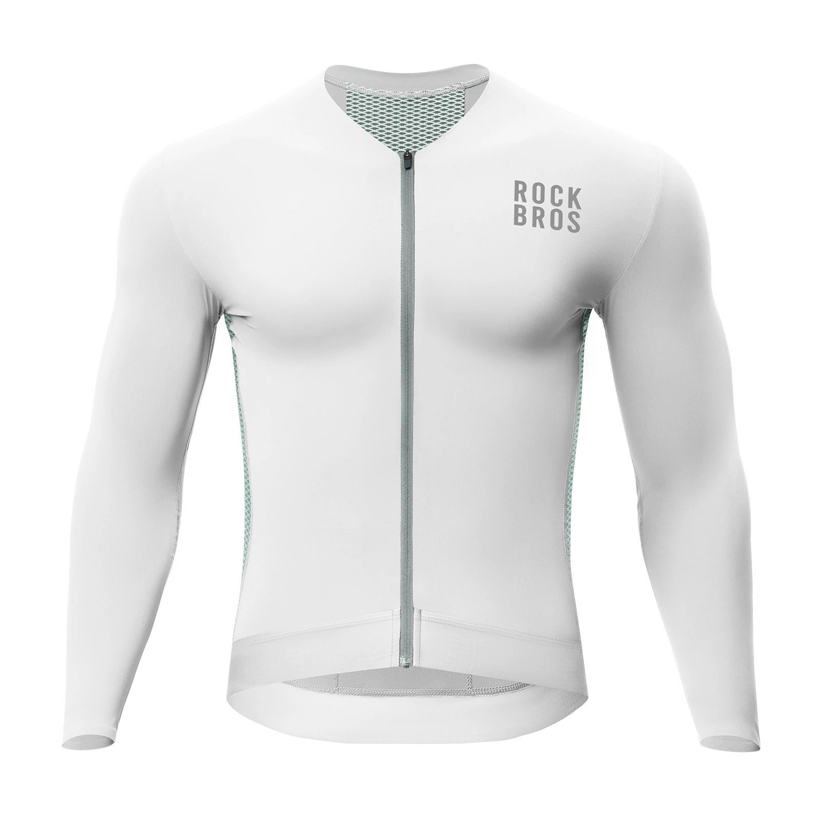 ROCKBROS cycling jersey long sleeve breathable 3 pocket#Color_White
