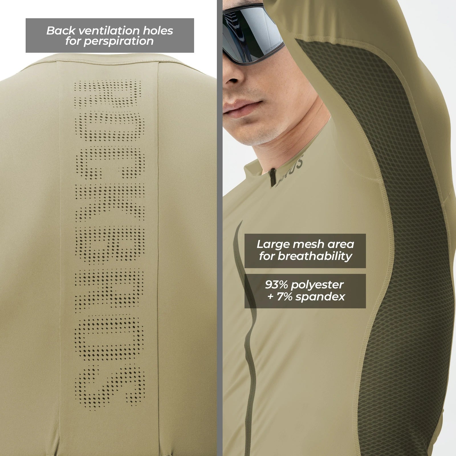 ROCKBROS cycling jersey long sleeve breathable 3 pocket#Color_Brown