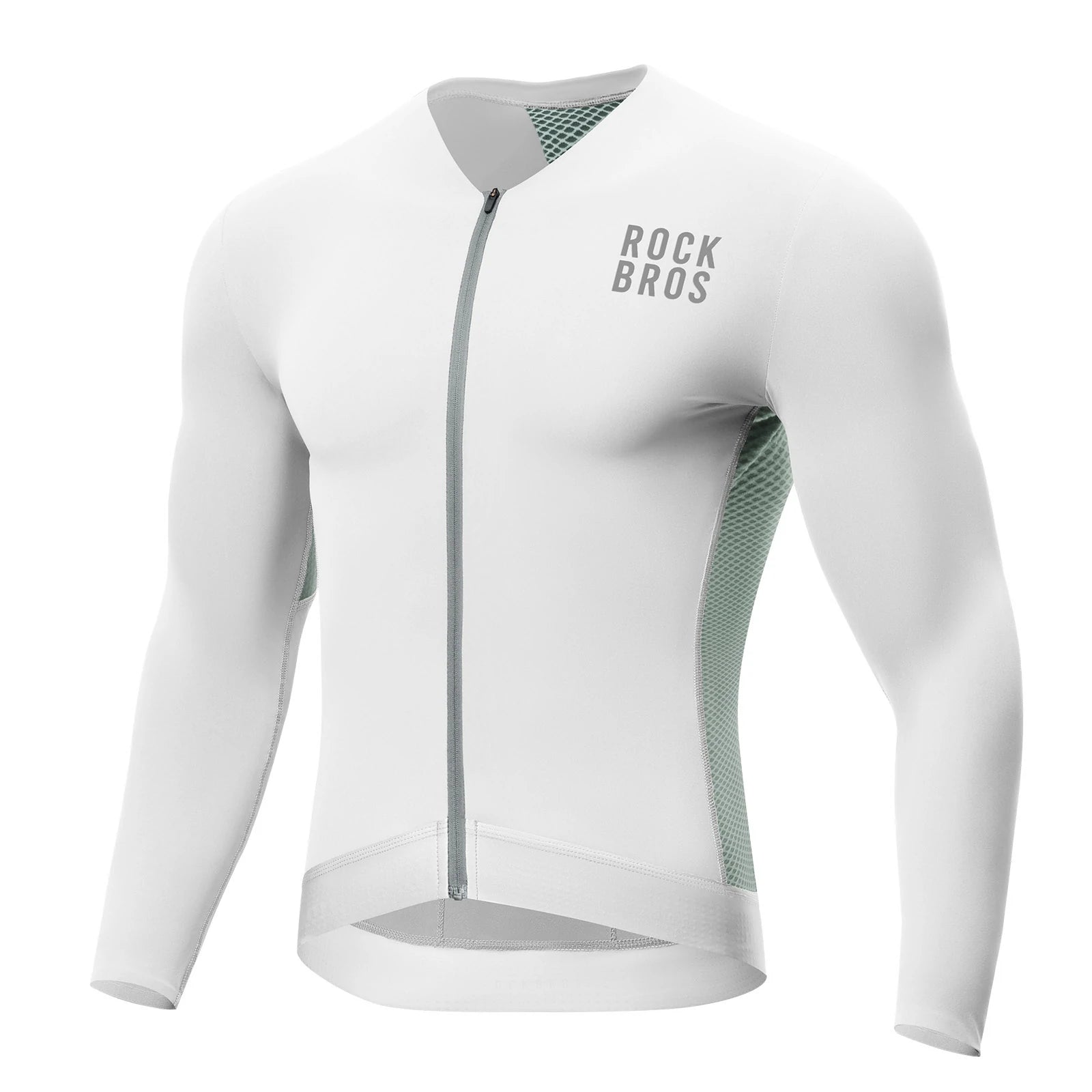 ROCKBROS cycling jersey long sleeve breathable 3 pocket#Color_White