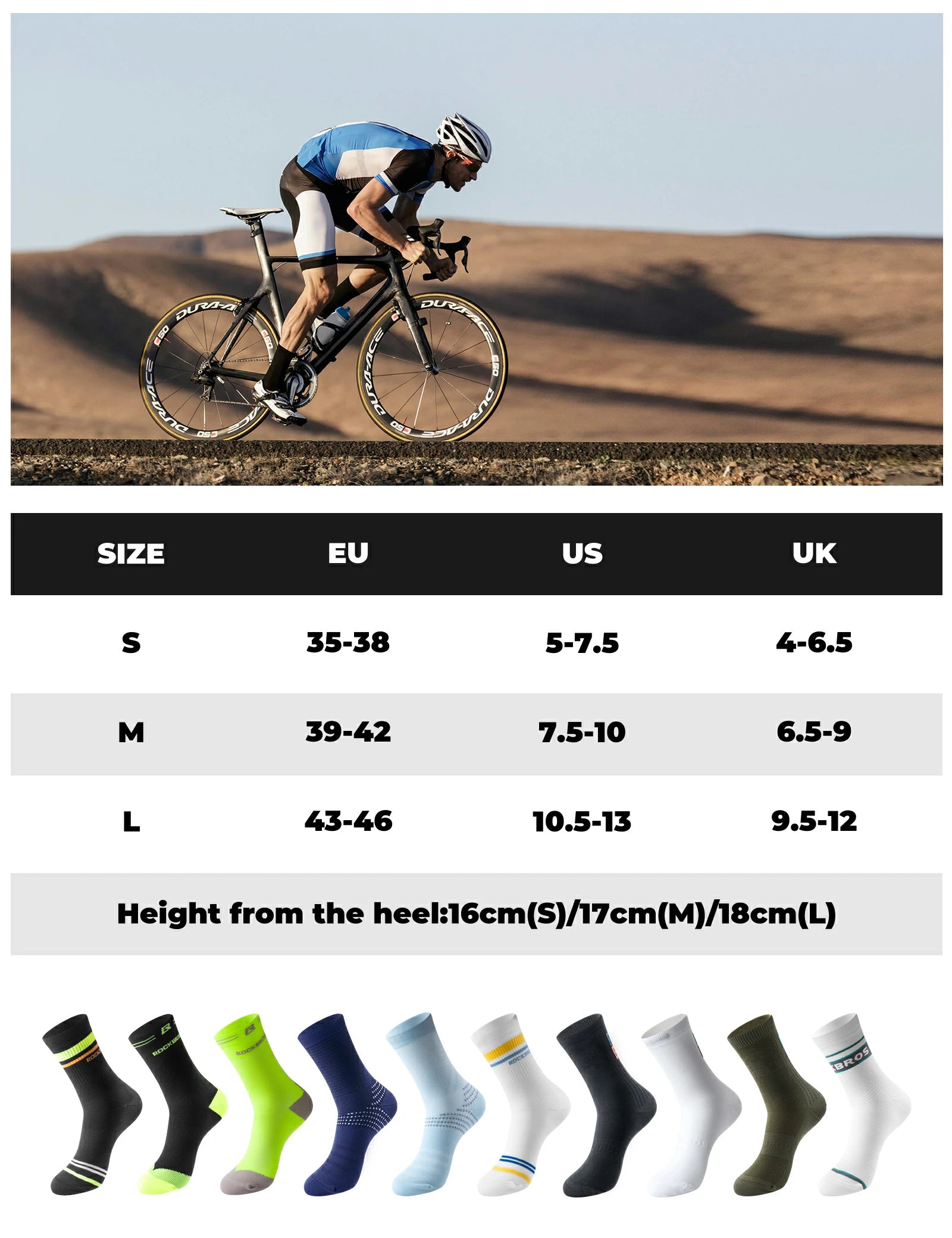 ROCKBROS cycling socks 2 pack quick dry cushioned arch support