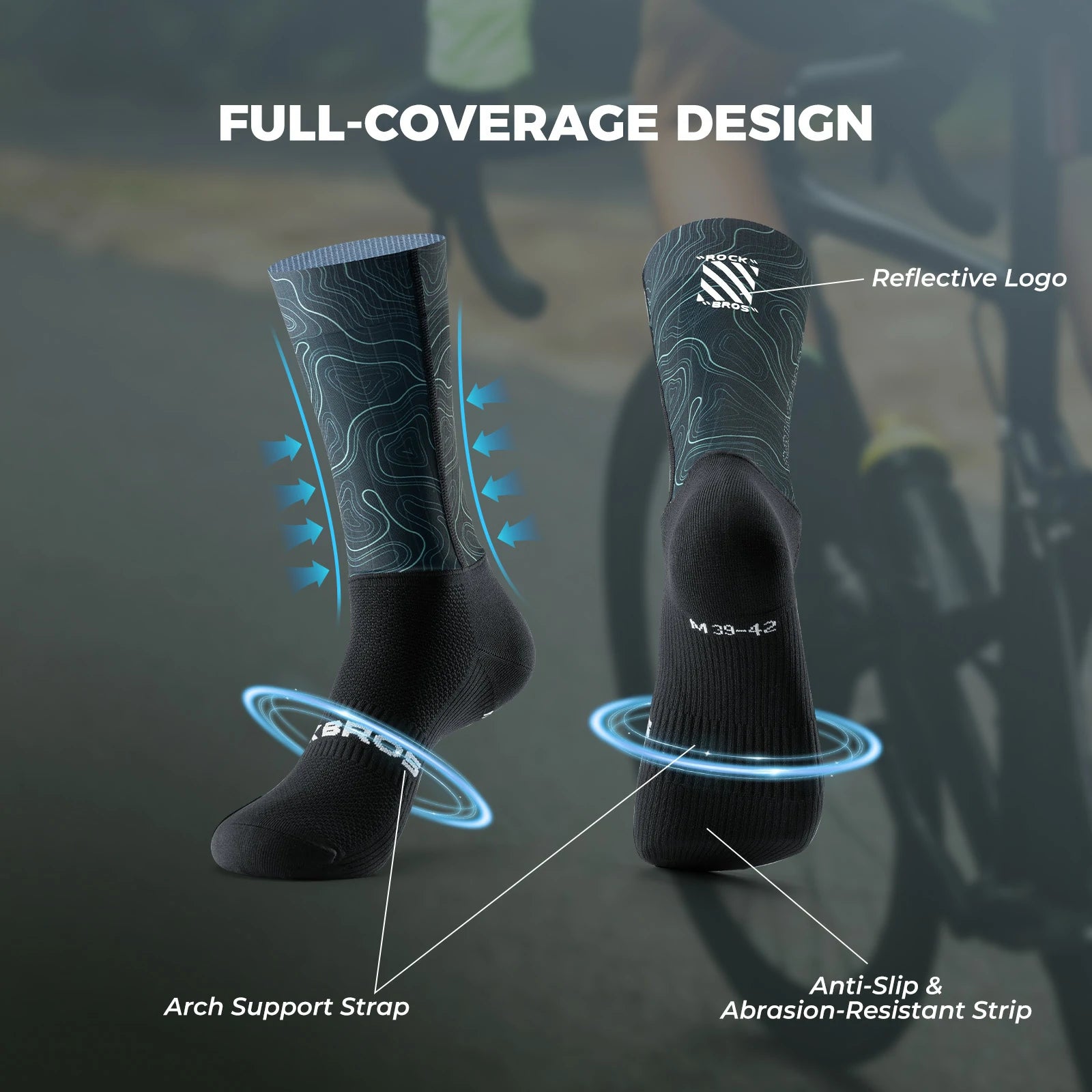 ROCKBROS cycling socks quick dry compression arch support
