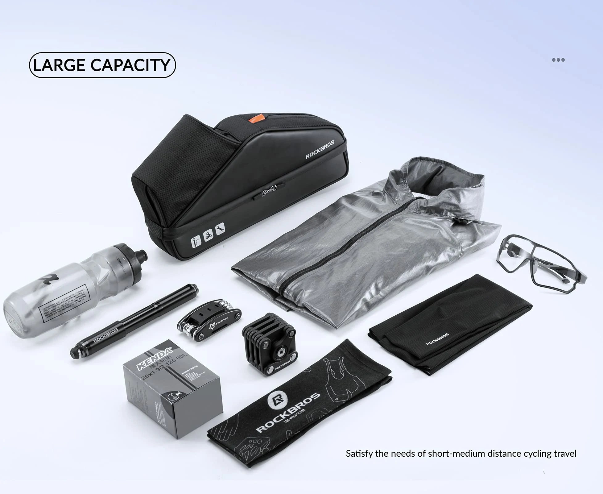 Cycling top tube bag with dual compartments for efficient storage