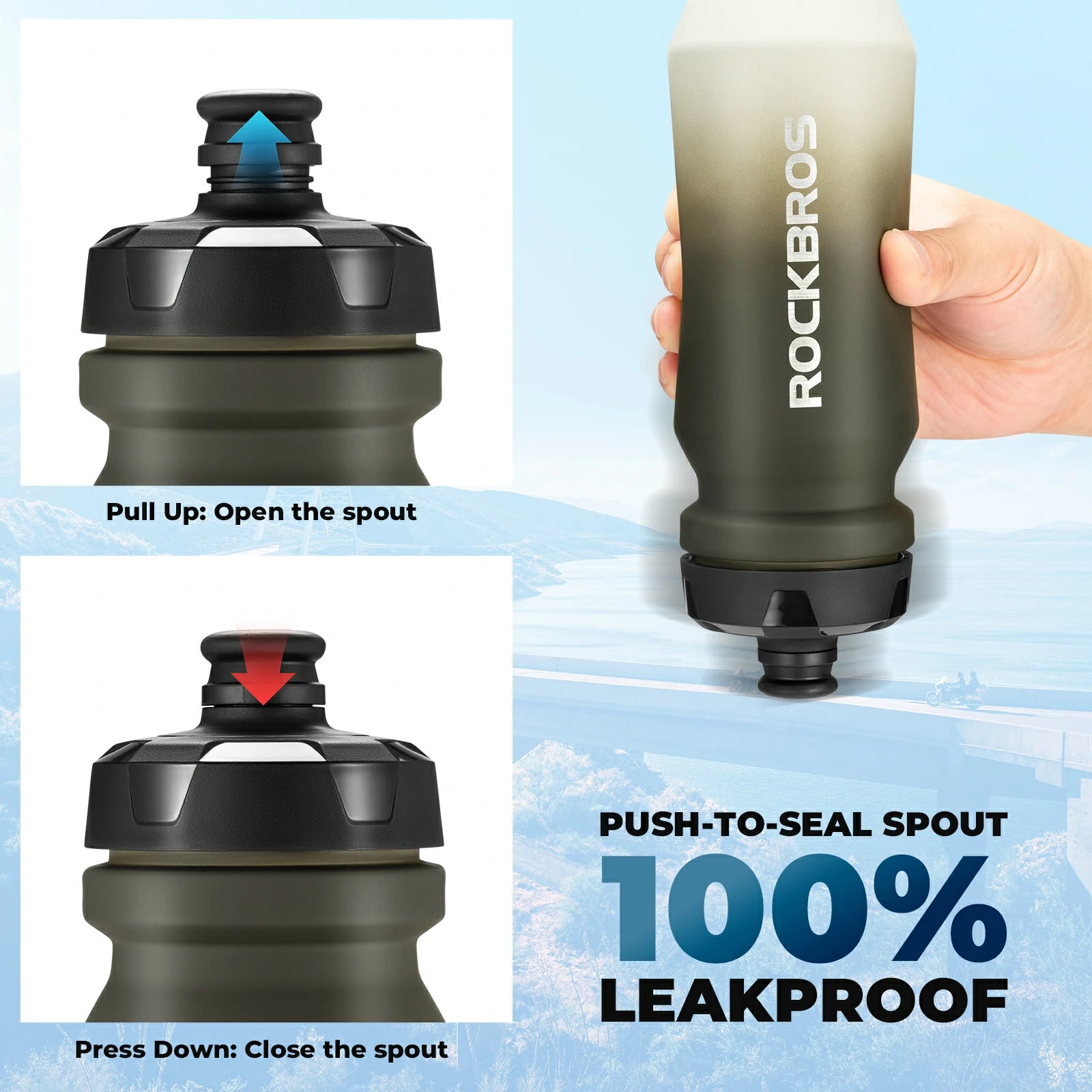 ROCKBROS cycling water bottle bpa free leakproof 600ml#Color_White (750ml)