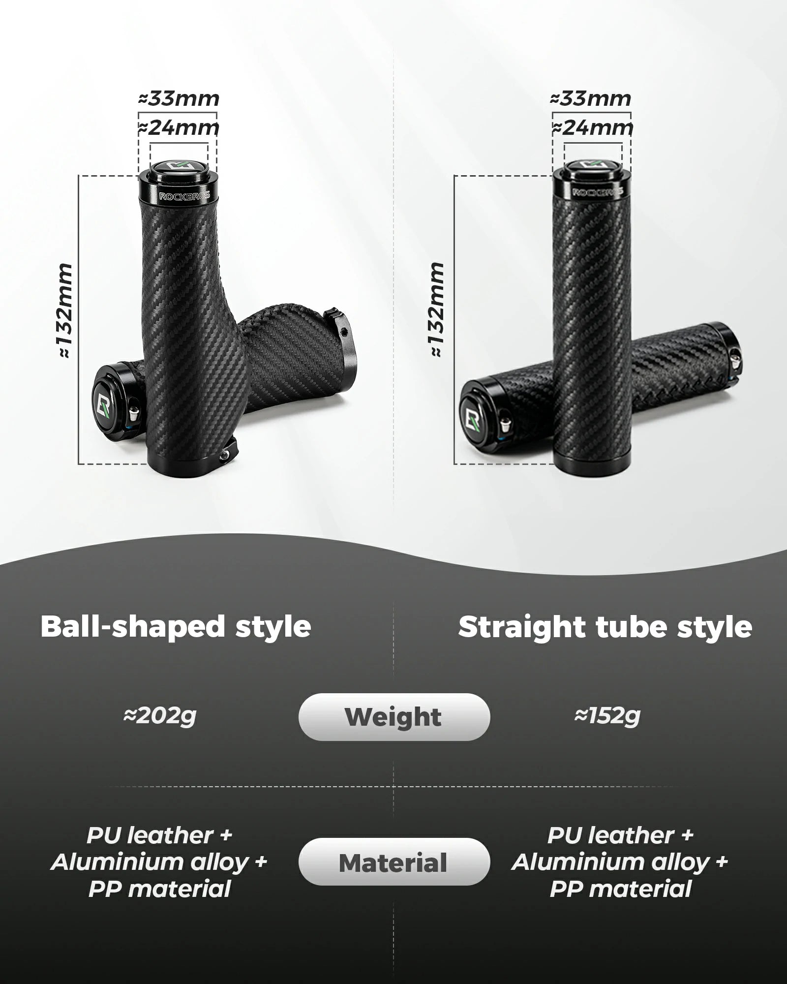 Classic cycling handlebar grips PU leather non-slip 22.2mm lock-on