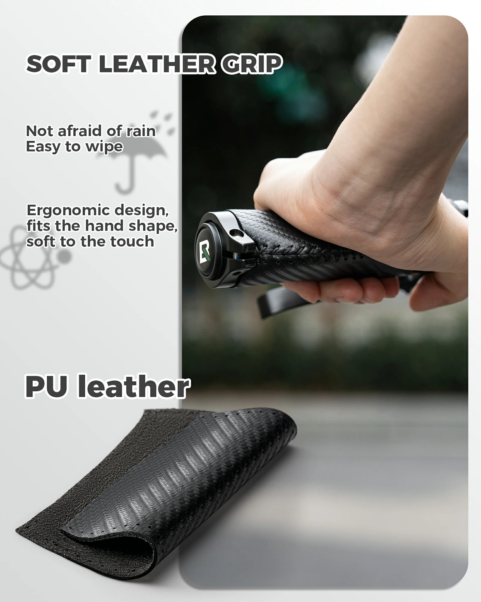 Classic cycling handlebar grips PU leather non-slip 22.2mm lock-on