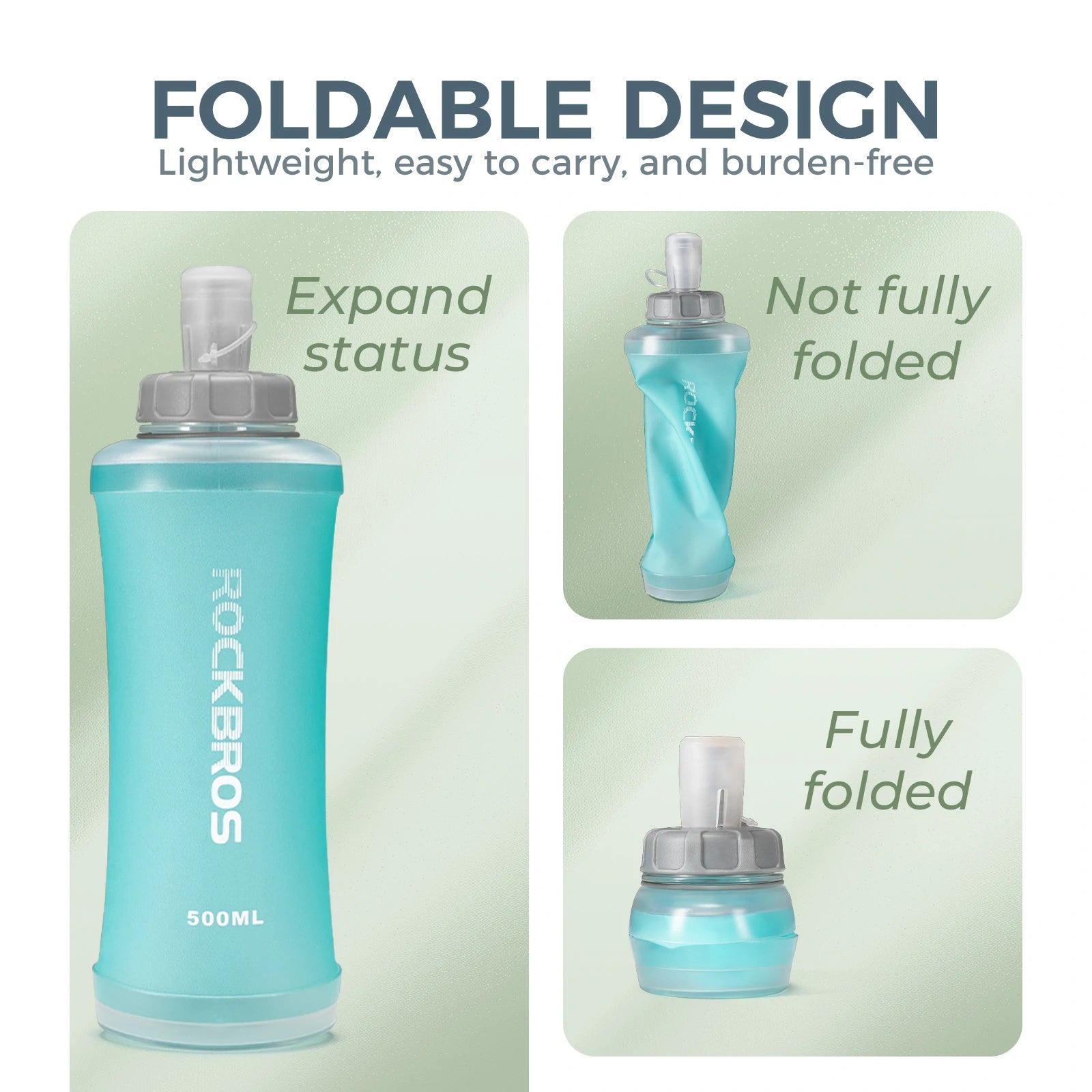 ROCKBROS foldable water bottle cycling bottle 500ml
