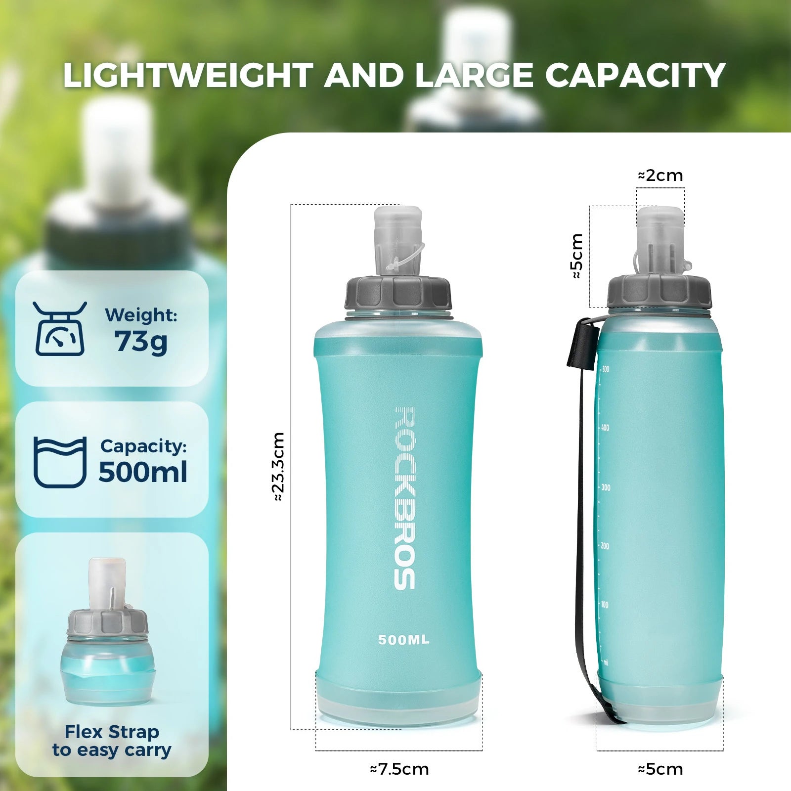 ROCKBROS foldable water bottle cycling bottle 500ml