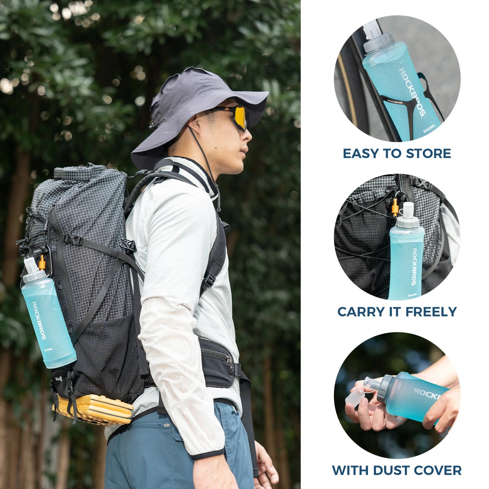 ROCKBROS foldable water bottle cycling bottle 500ml