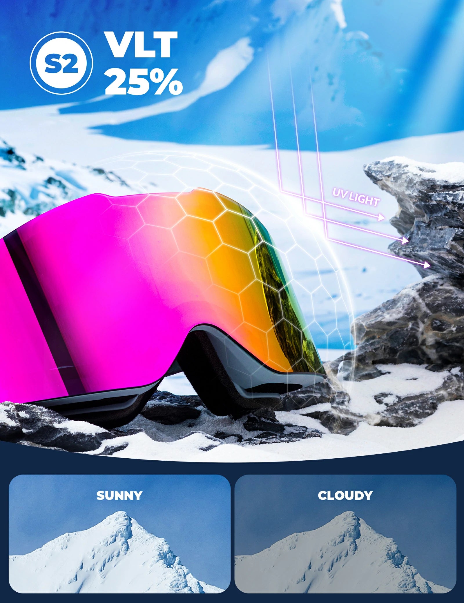 frameless ski goggles with uv400 anti-fog protection#Strap color_Gery