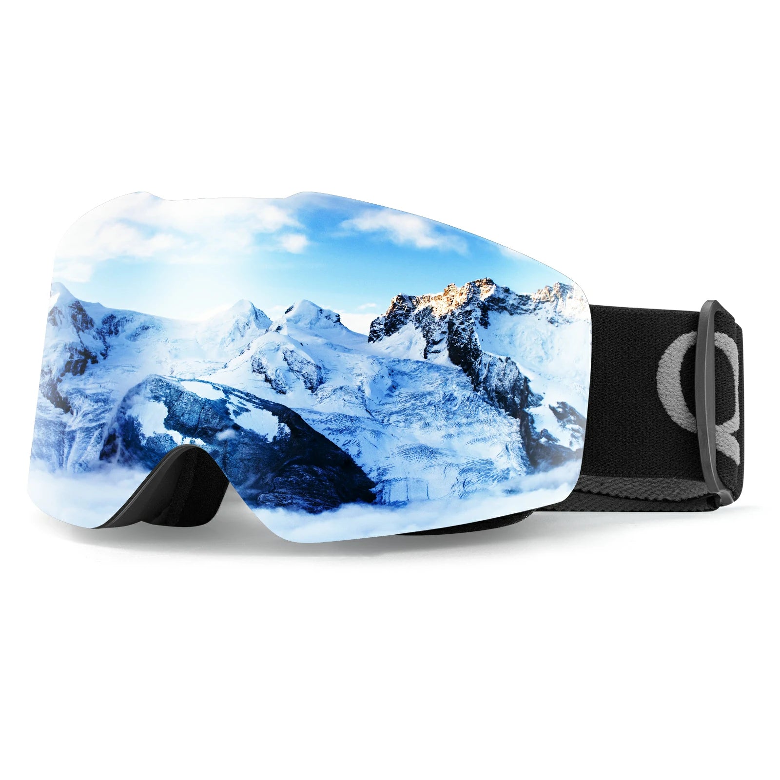 frameless ski goggles with uv400 anti-fog protection#Strap color_Black