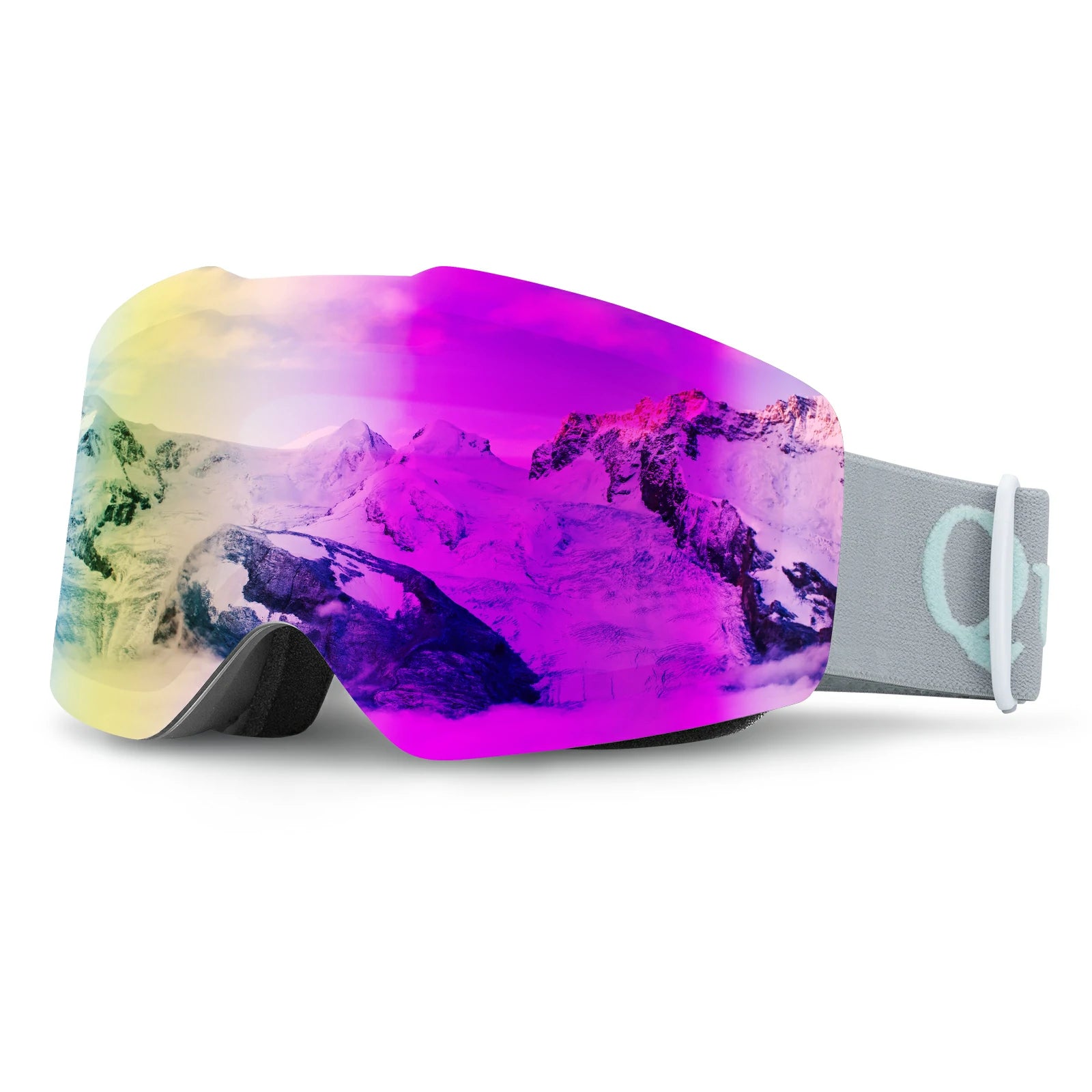frameless ski goggles with uv400 anti-fog protection#Strap color_Gery