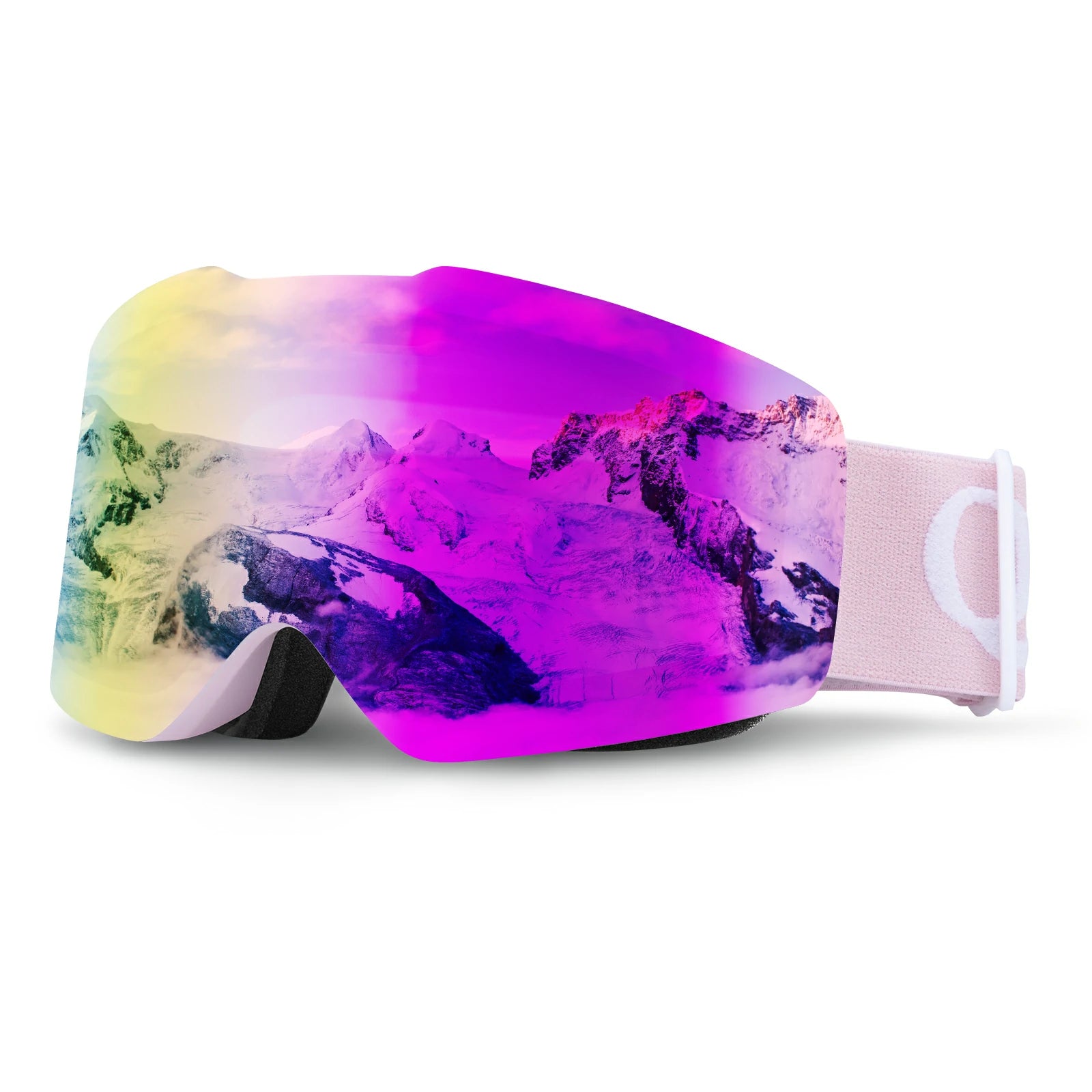 frameless ski goggles with uv400 anti-fog protection#Strap color_Pink