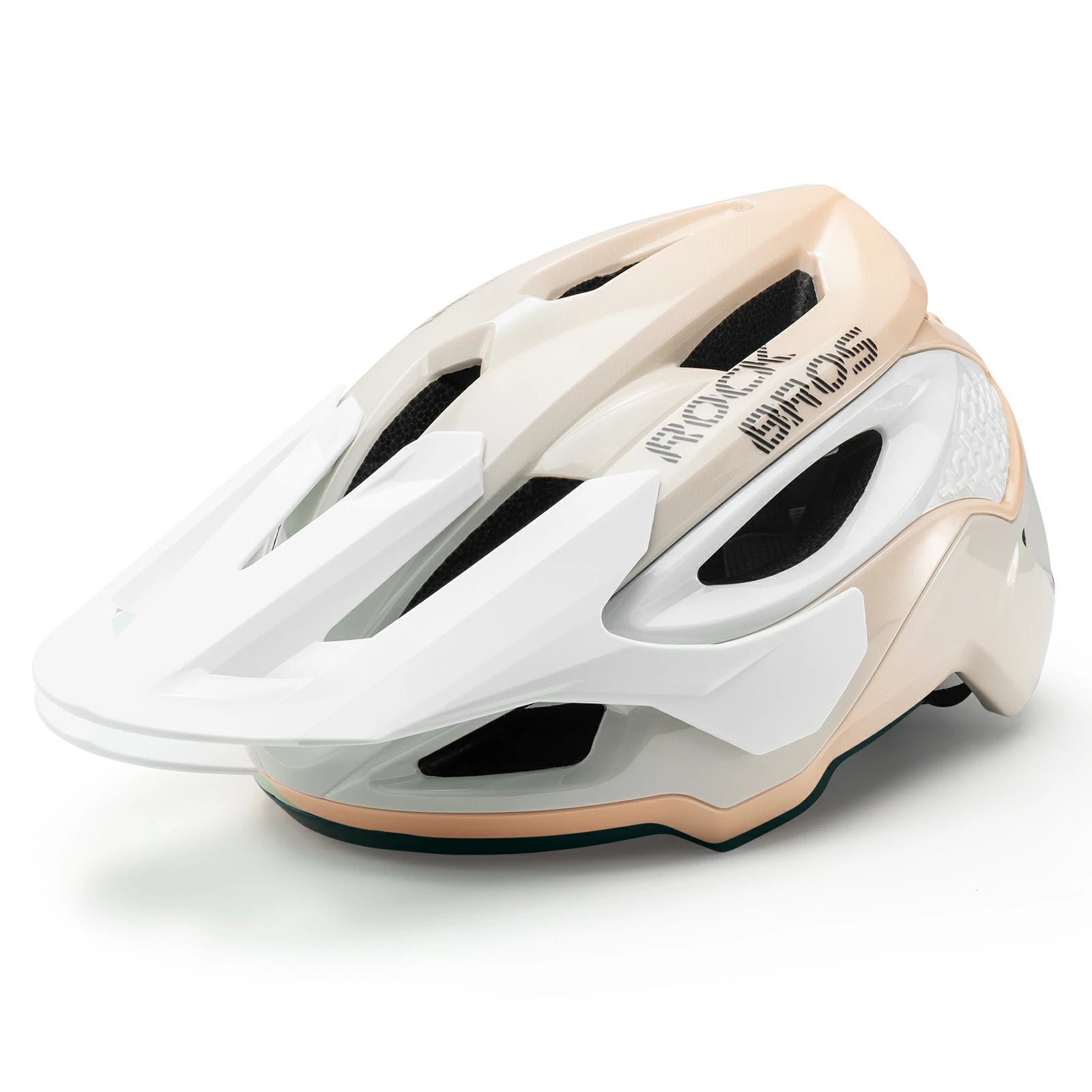 full coverage mountain bike helmet with adjustable visor for trail and downhill riding#Color_Beige