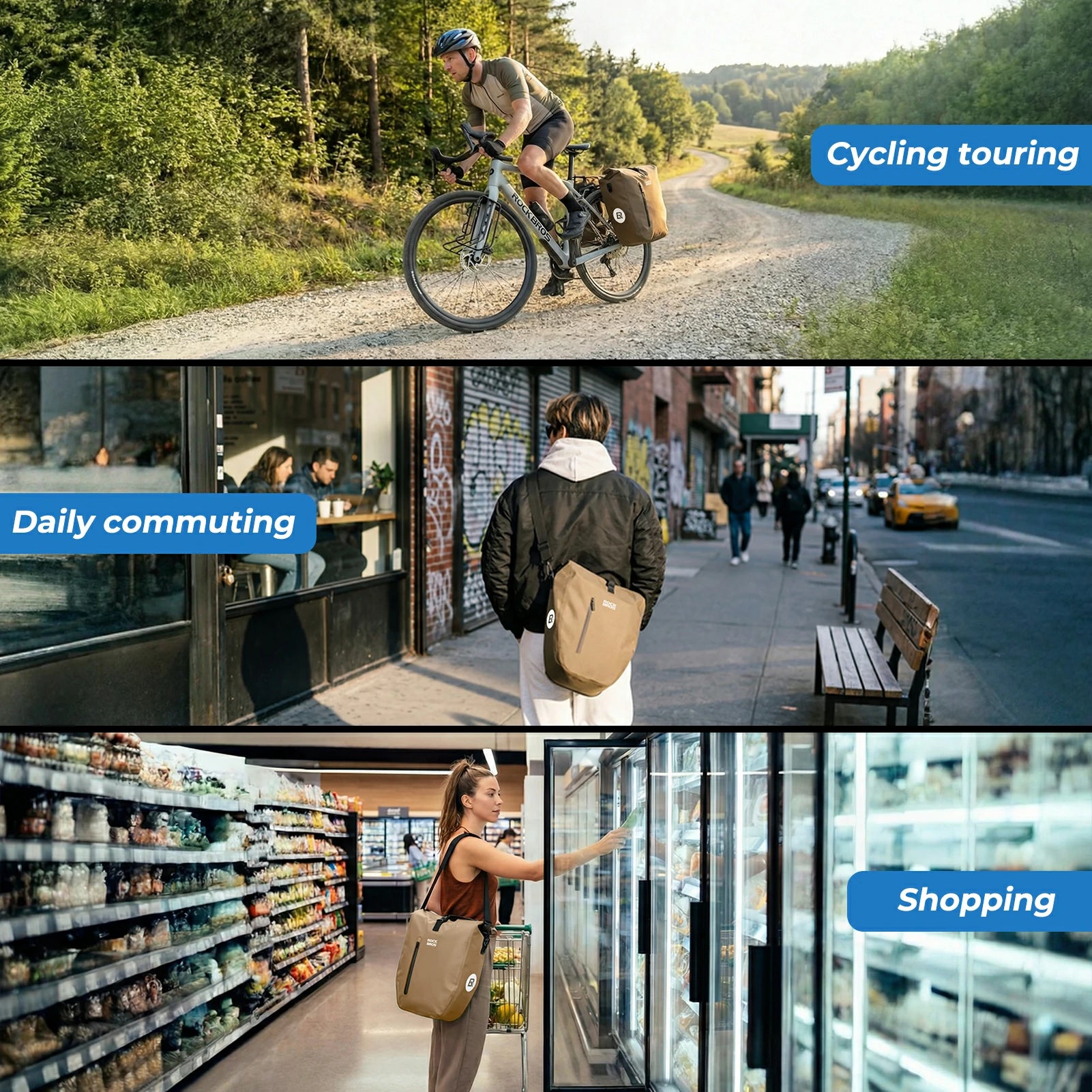 Fully waterproof bike pannier bag 20L in black#Color_Full-Reflective