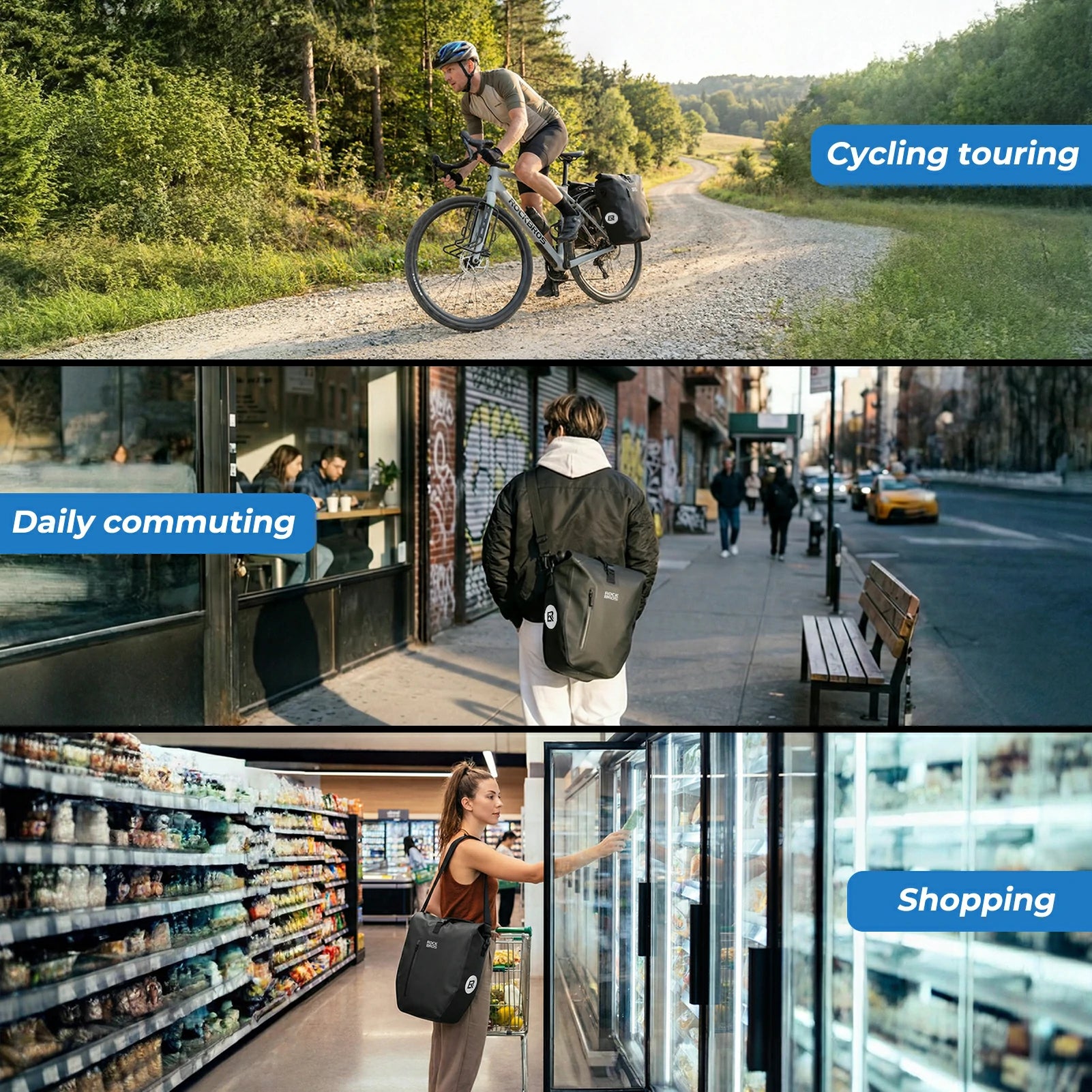 Fully waterproof bike pannier bag 20L in black#Color_black